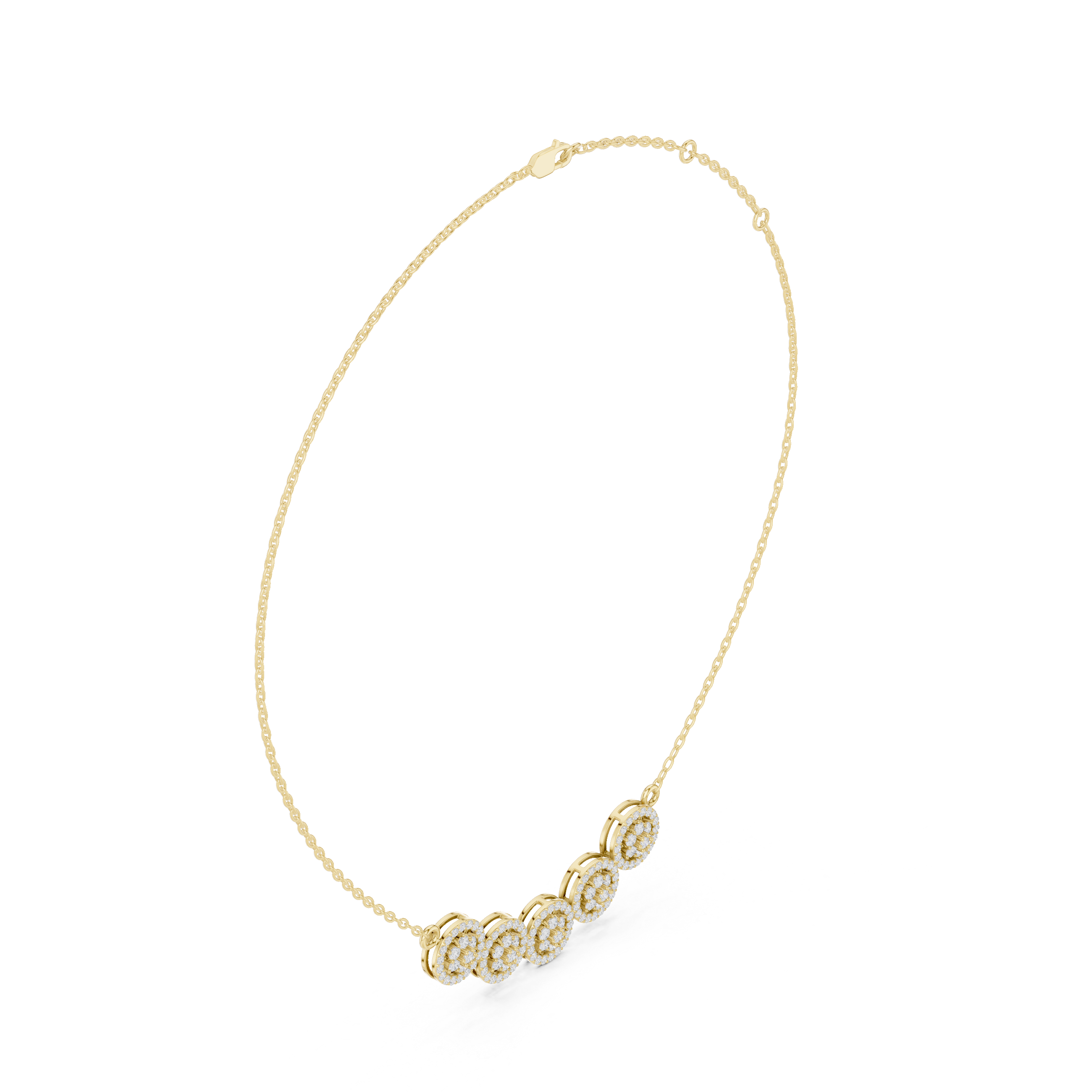 Five Circle Pave Diamond Necklace
