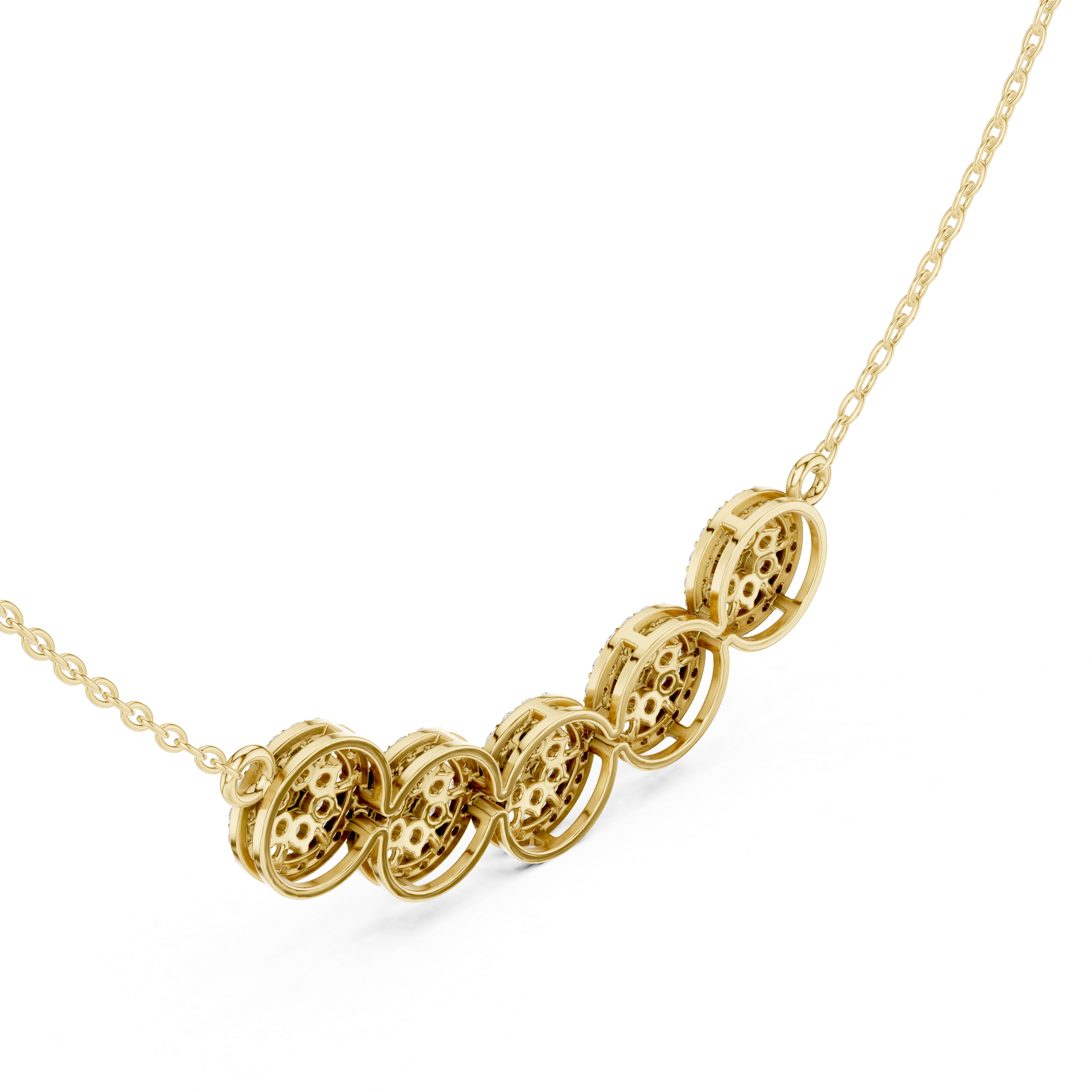 Five Circle Pave Diamond Necklace