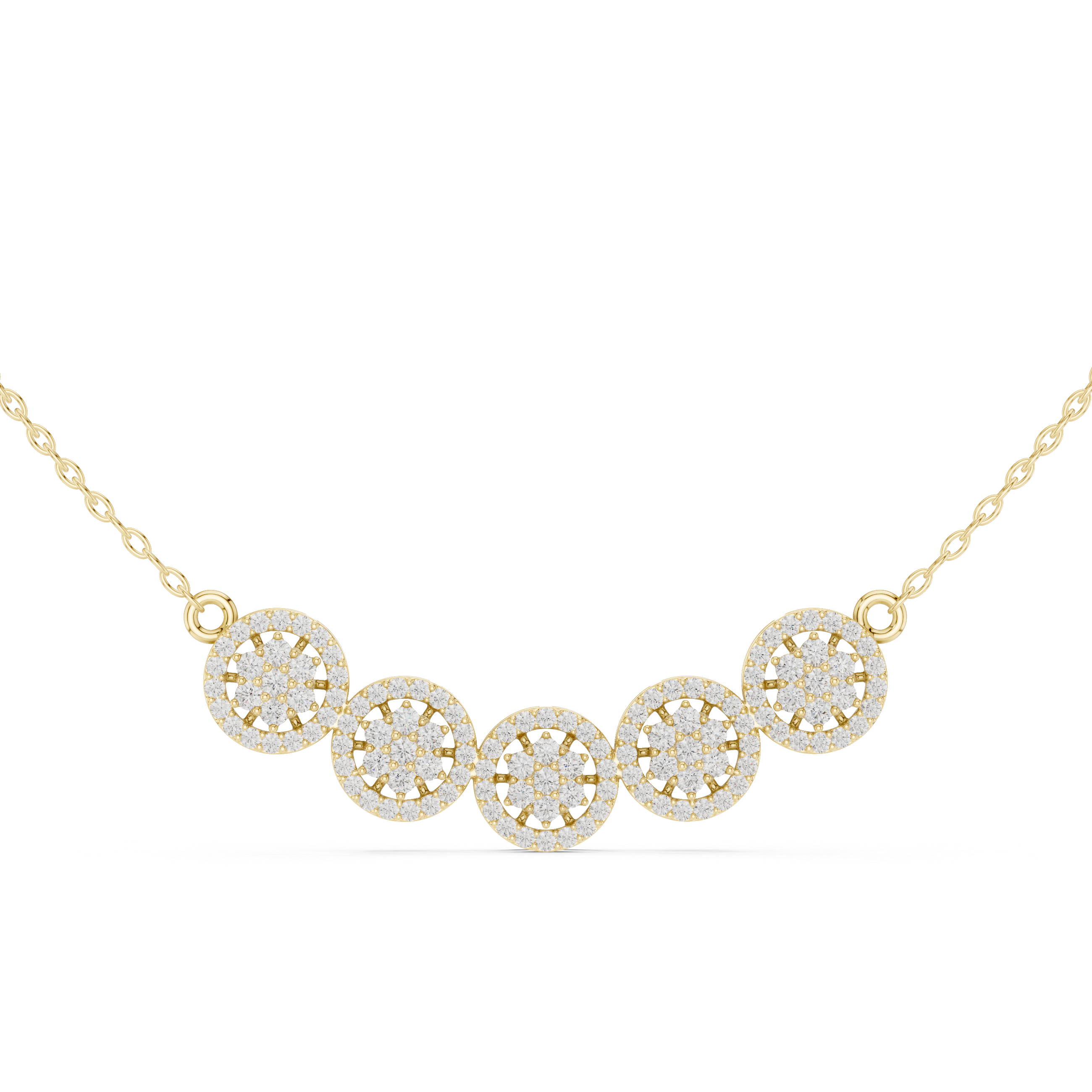 Five Circle Pave Diamond Necklace