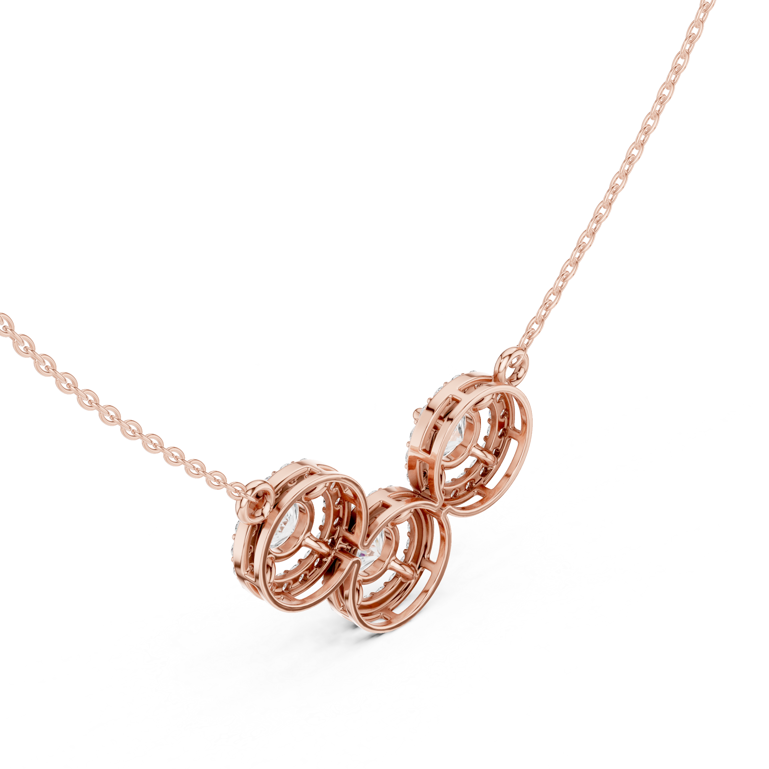 Triple Halo Diamond Circle Necklace