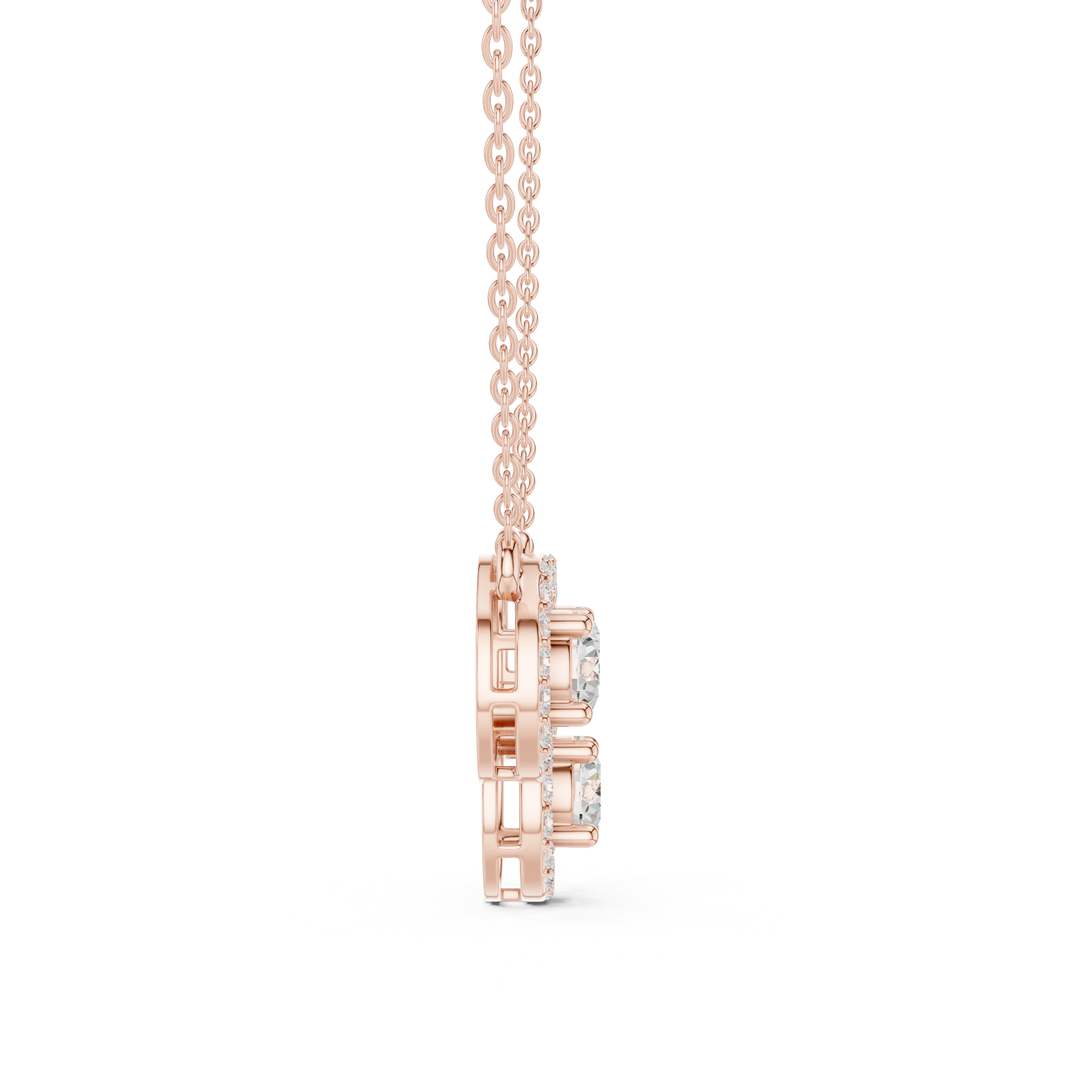 Triple Halo Diamond Circle Necklace