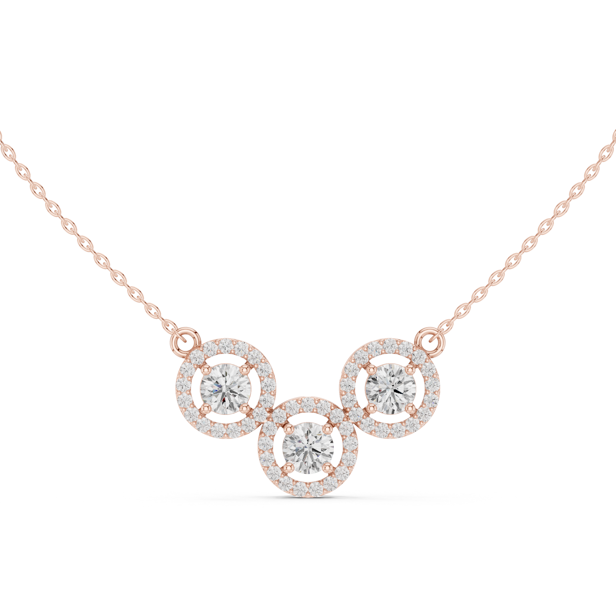 Triple Halo Diamond Circle Necklace
