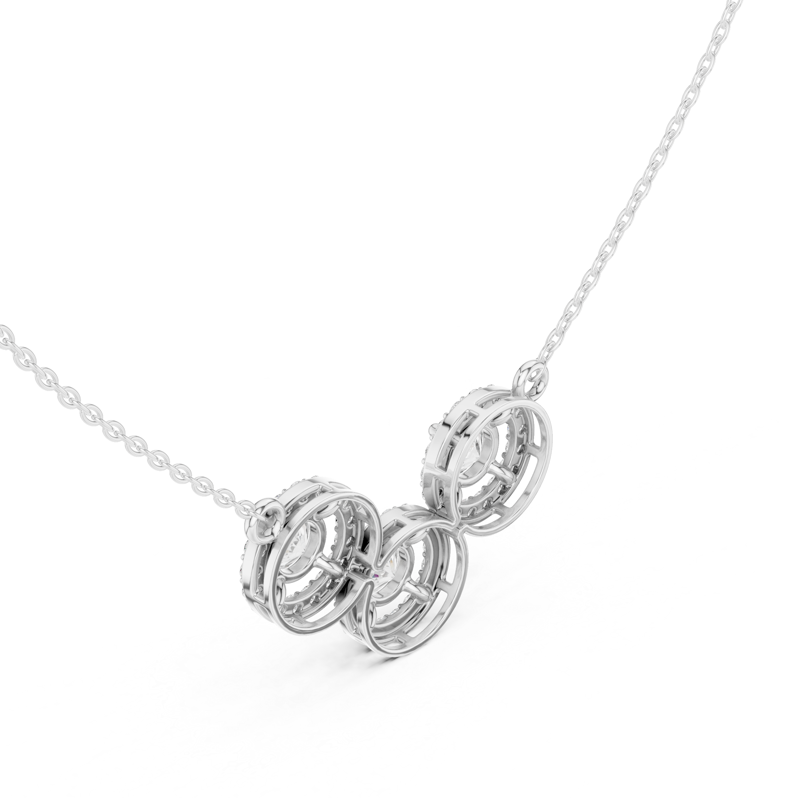 Triple Halo Diamond Circle Necklace