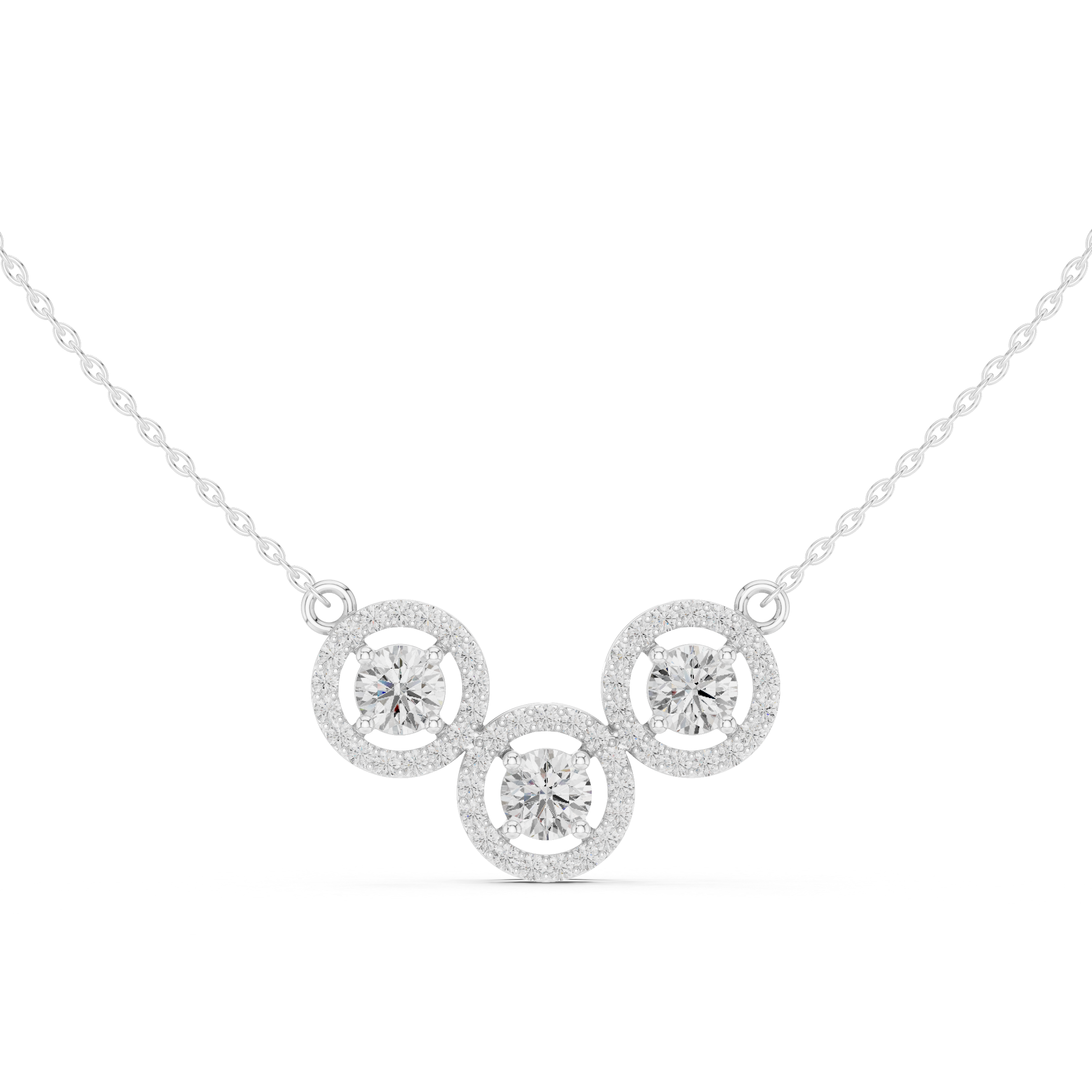 Triple Halo Diamond Circle Necklace