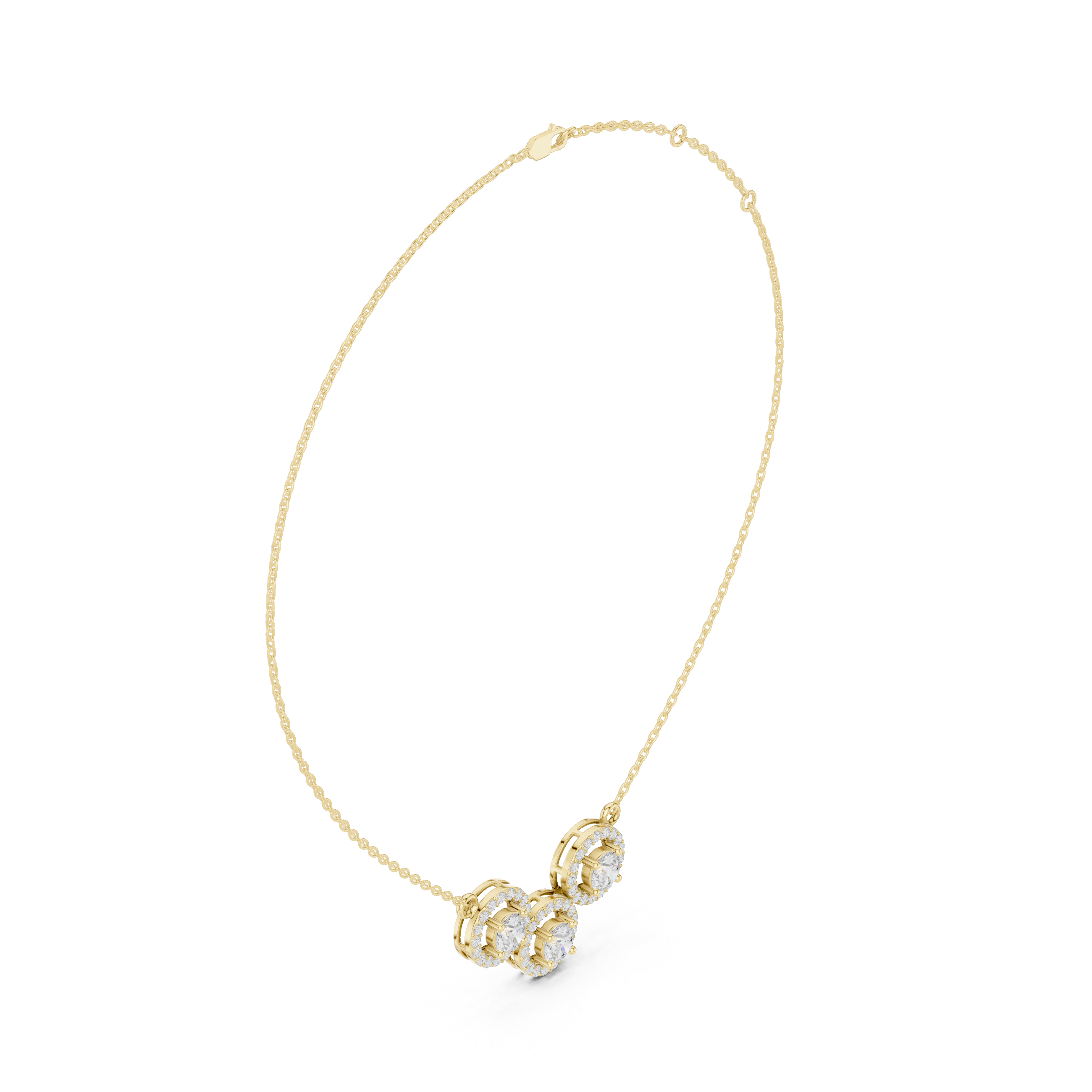 Triple Halo Diamond Circle Necklace