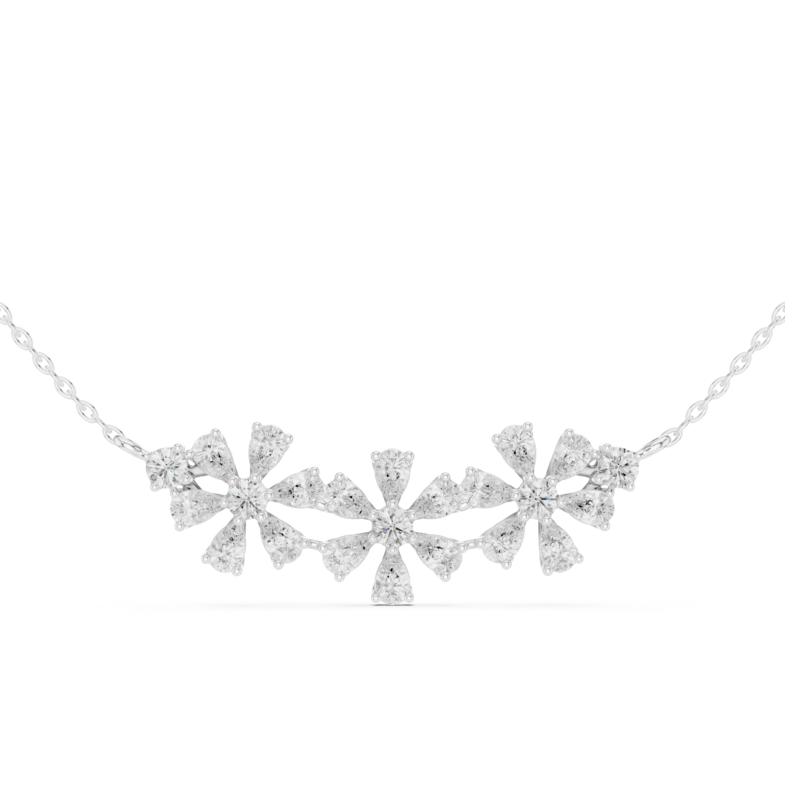 Floral Cluster Diamond Necklace