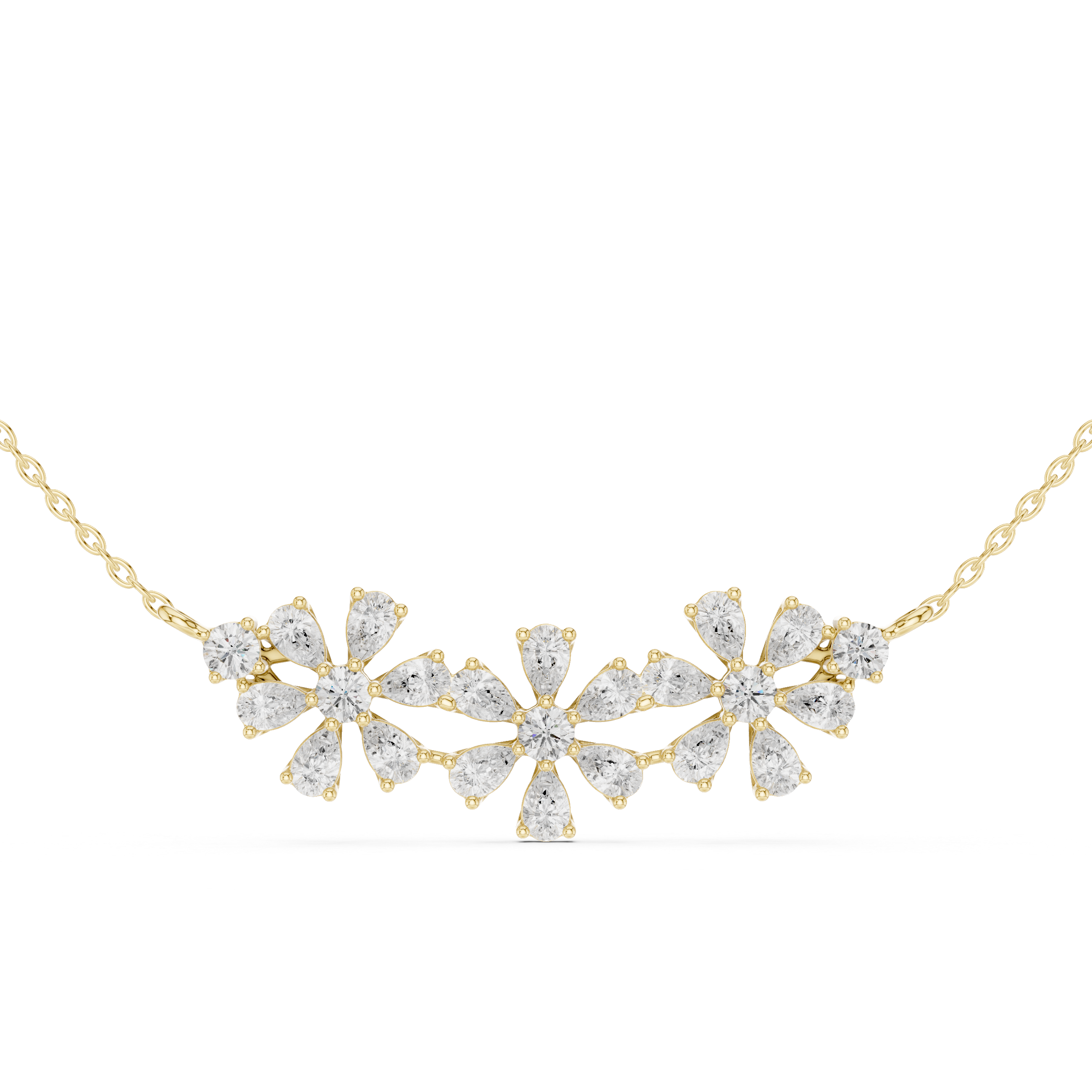 Floral Cluster Diamond Necklace