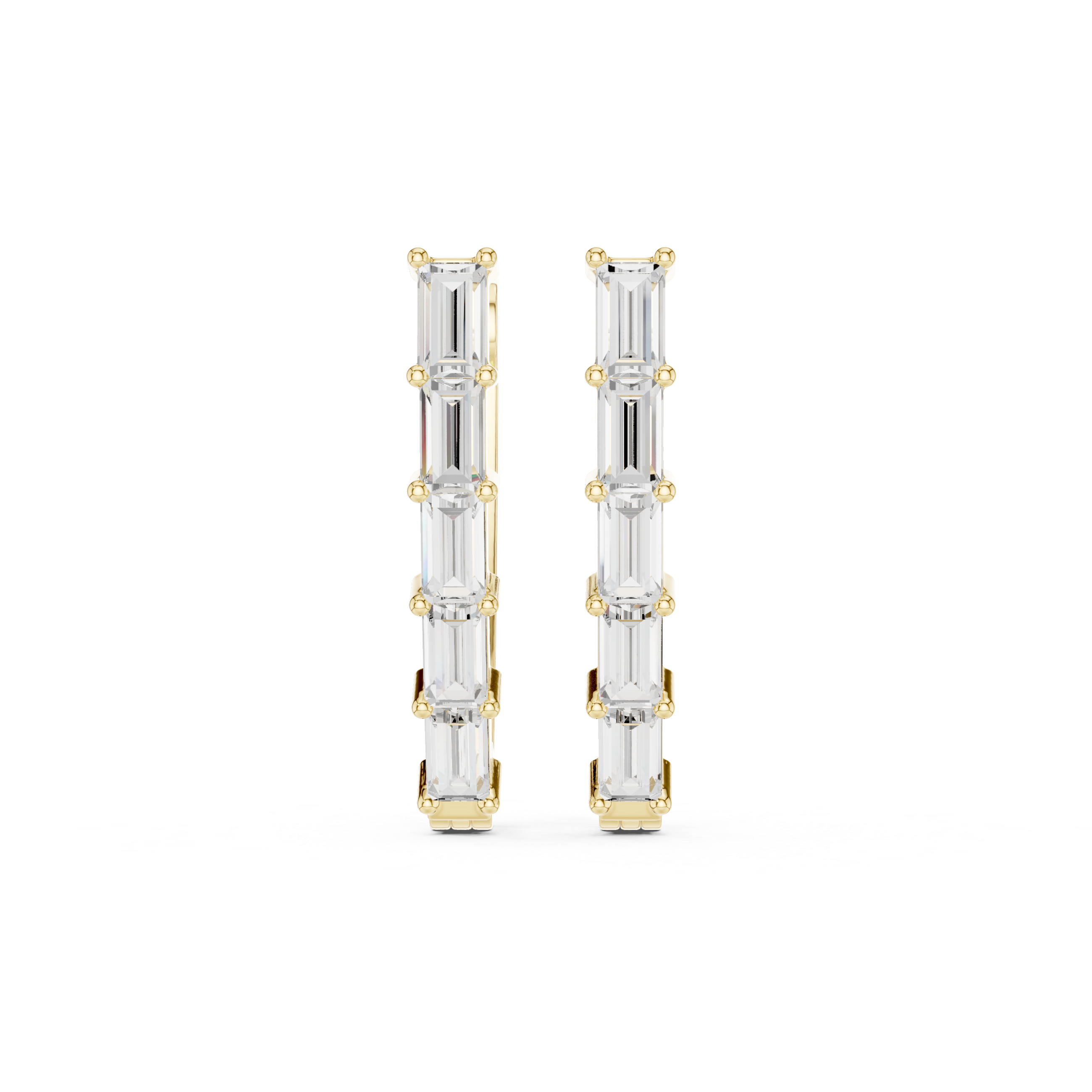 Modern Baguette Stone Half Hoop Earrings