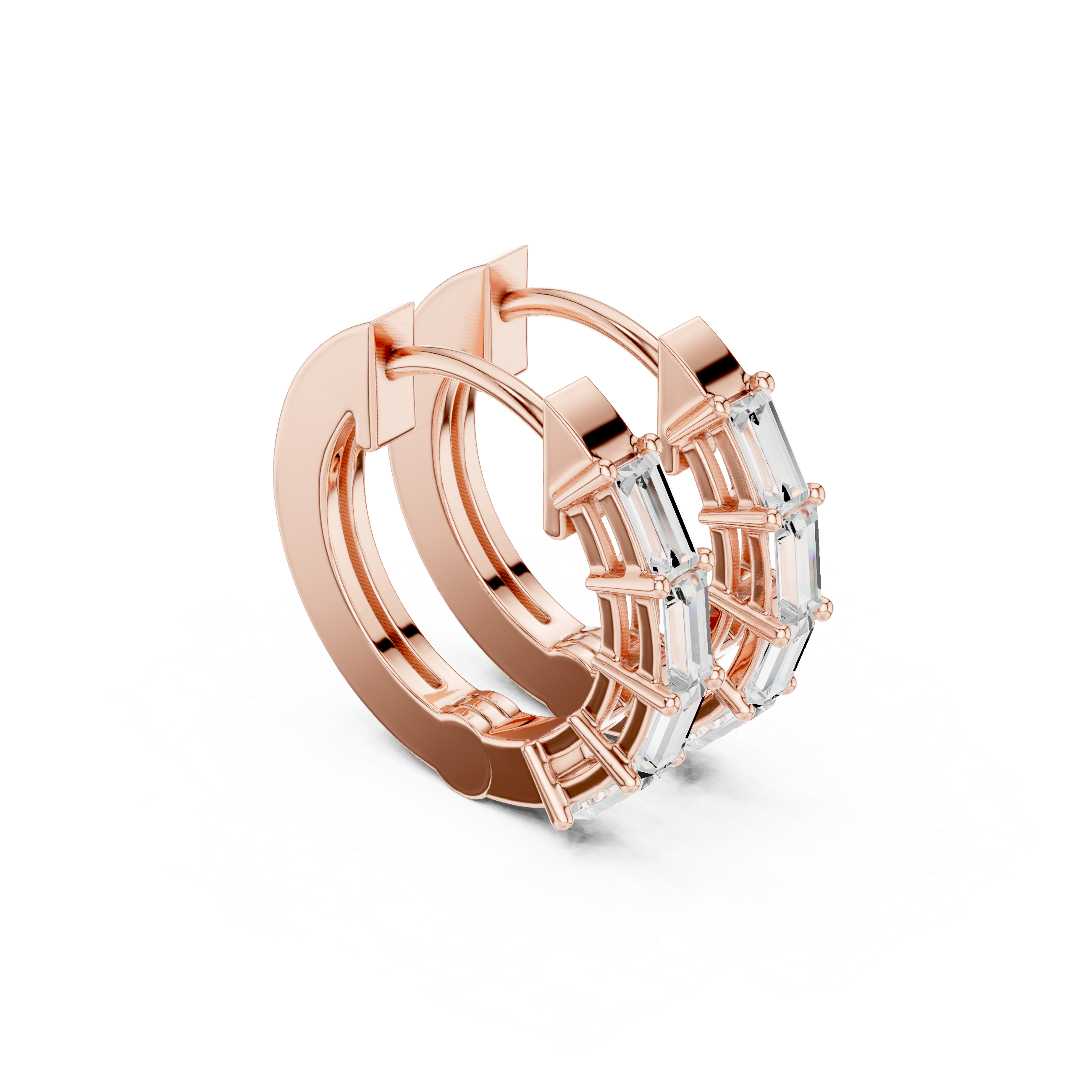 Modern Baguette Cut Hoop Earrings
