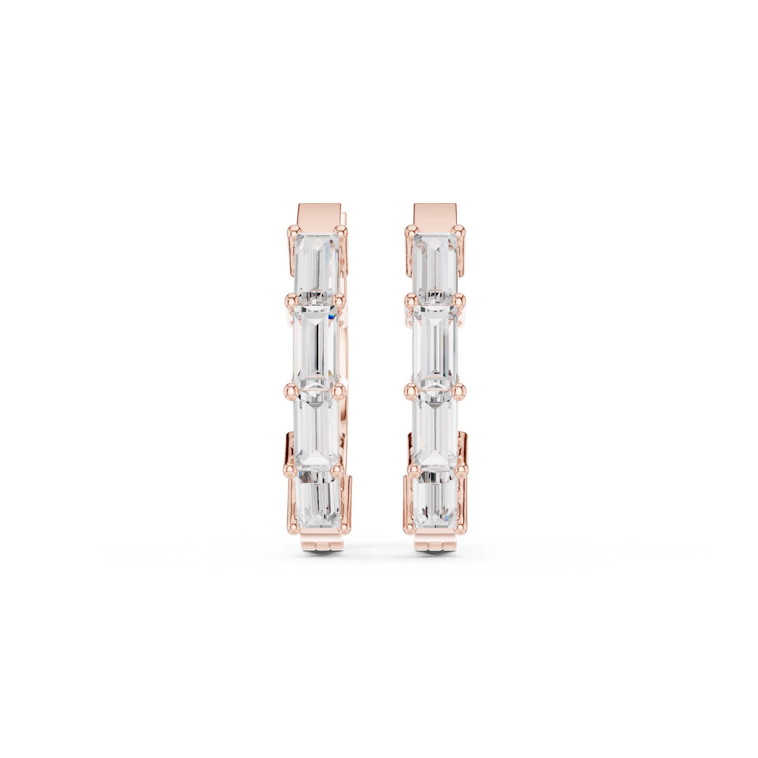 Modern Baguette Cut Hoop Earrings