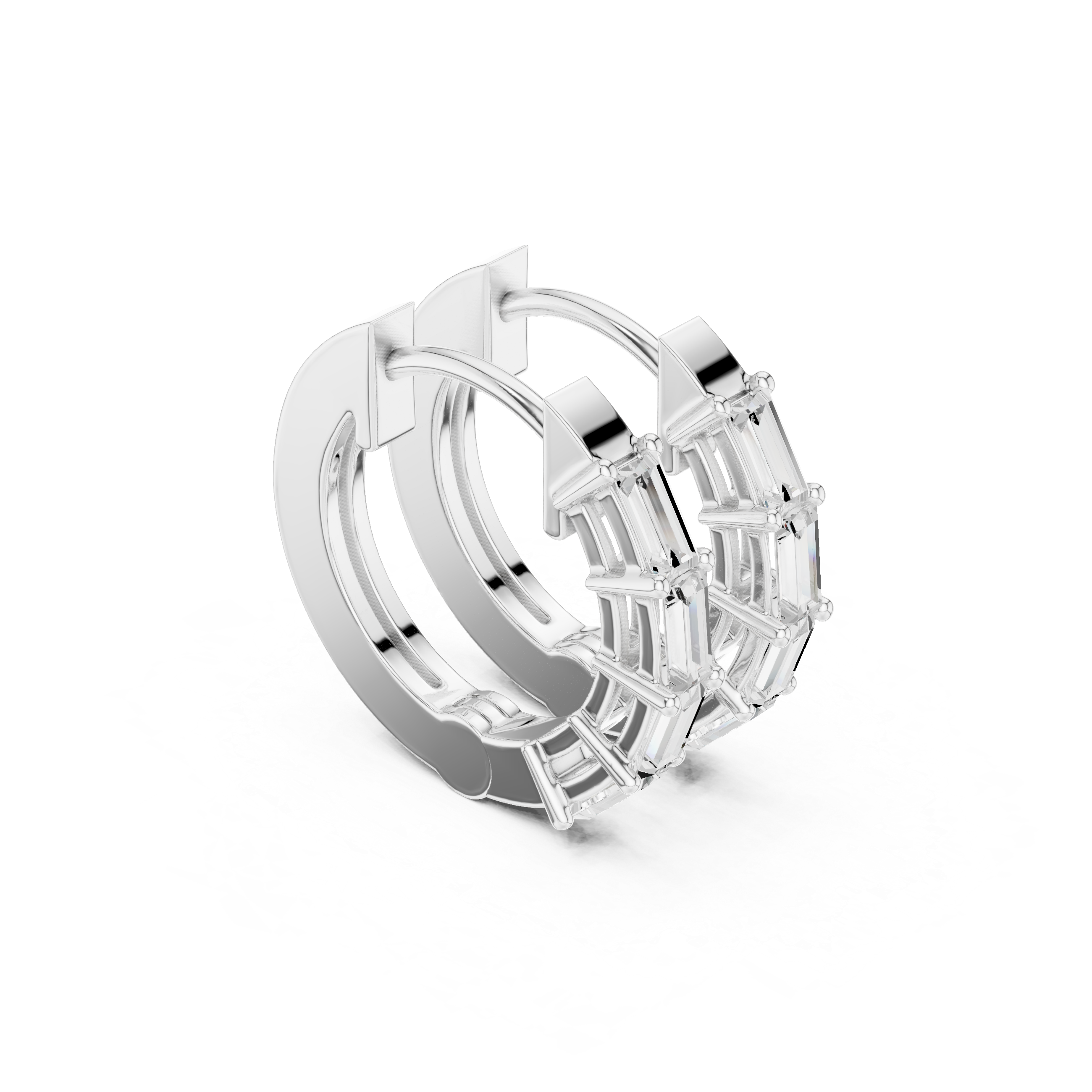 Modern Baguette Cut Hoop Earrings