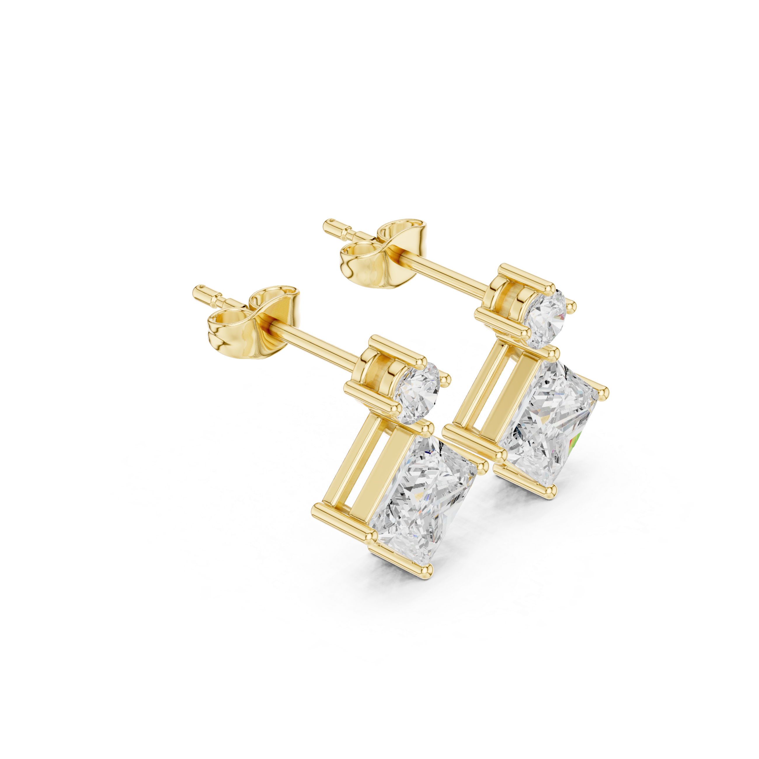 Princess Cut Stone Modern Drop Earrings