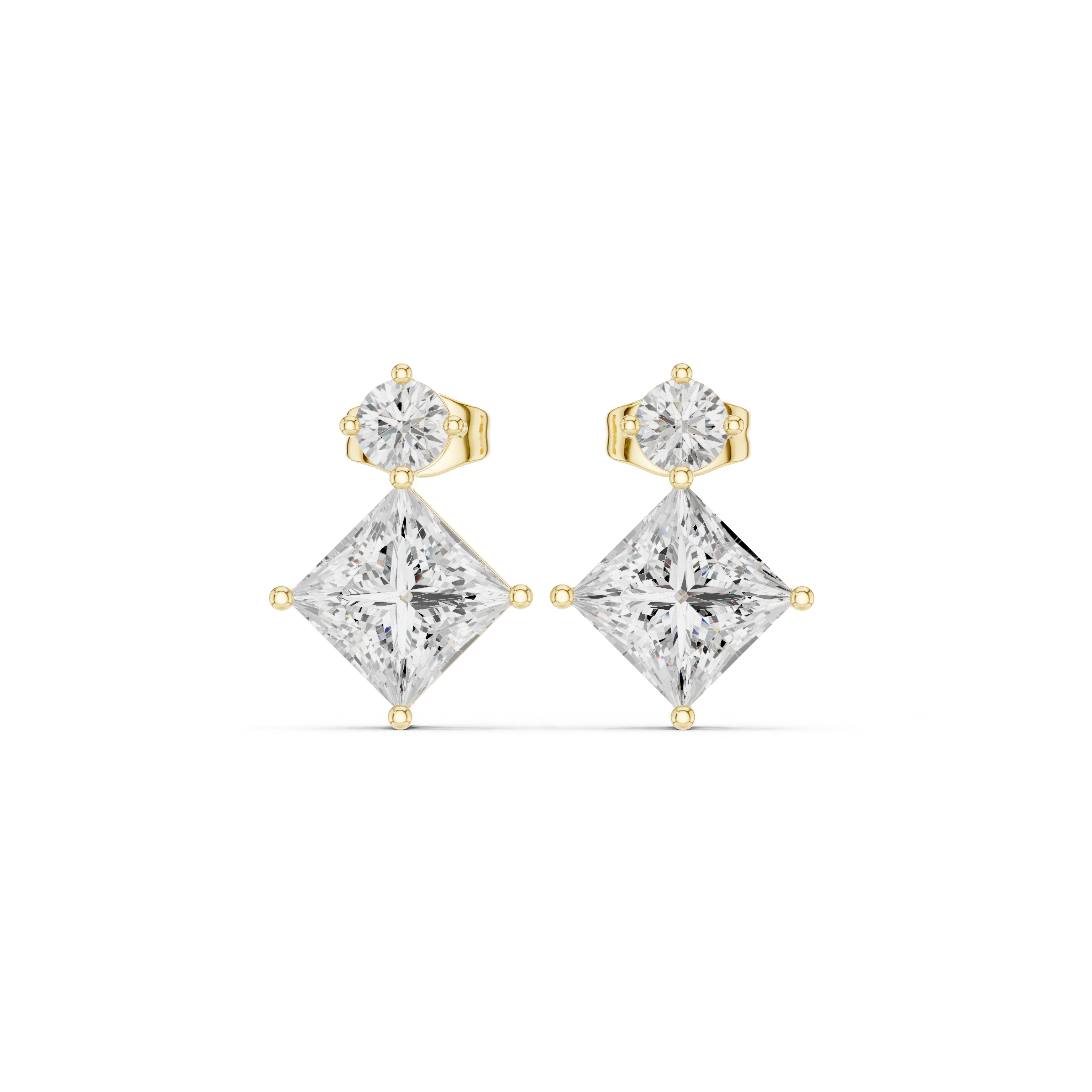 Princess Cut Stone Modern Drop Earrings