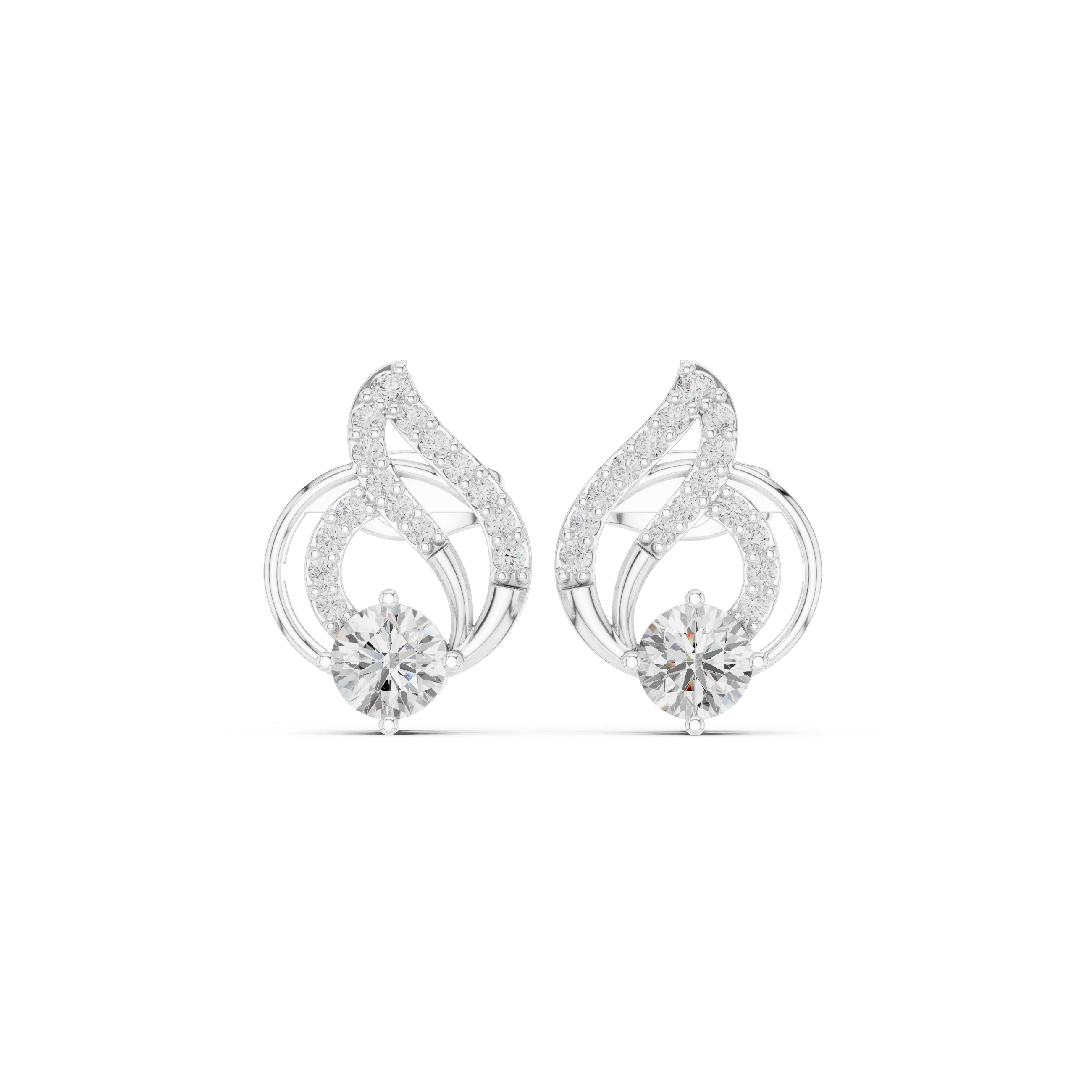 Modern Teardrop Diamond Detail Earrings