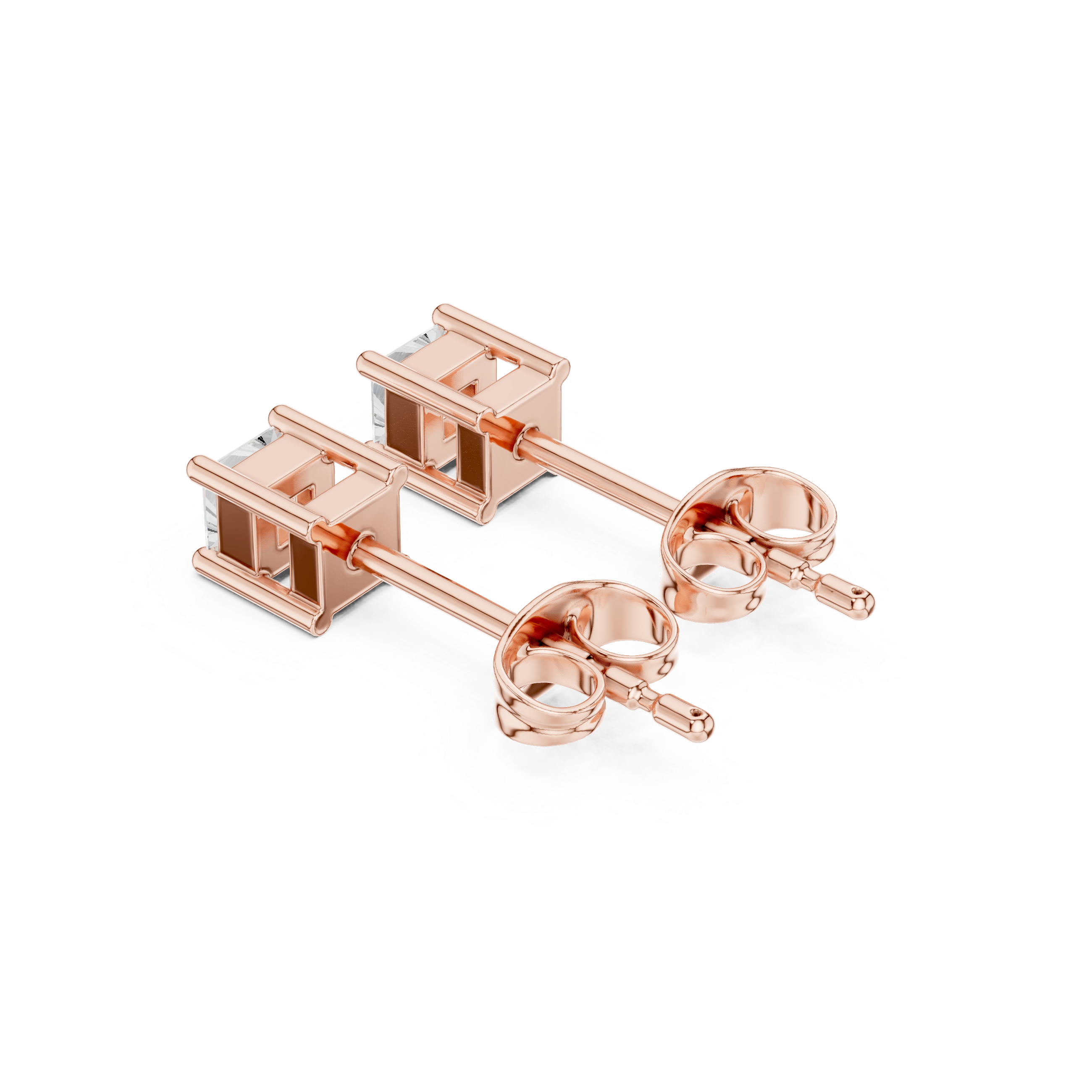 Minimal Princess Cut Solitaire Stud Earrings – Timeless Classic Design