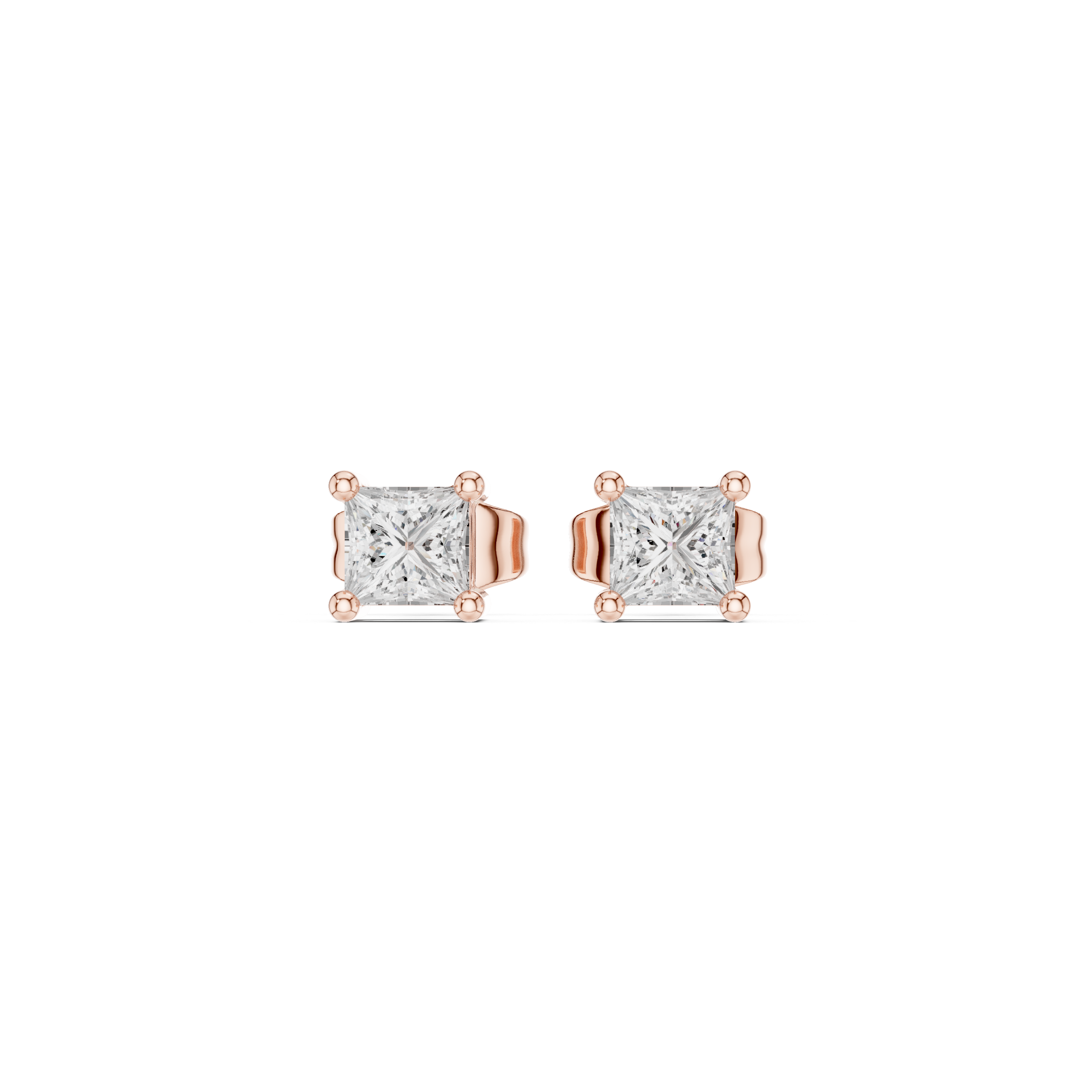 Minimal Princess Cut Solitaire Stud Earrings – Timeless Classic Design