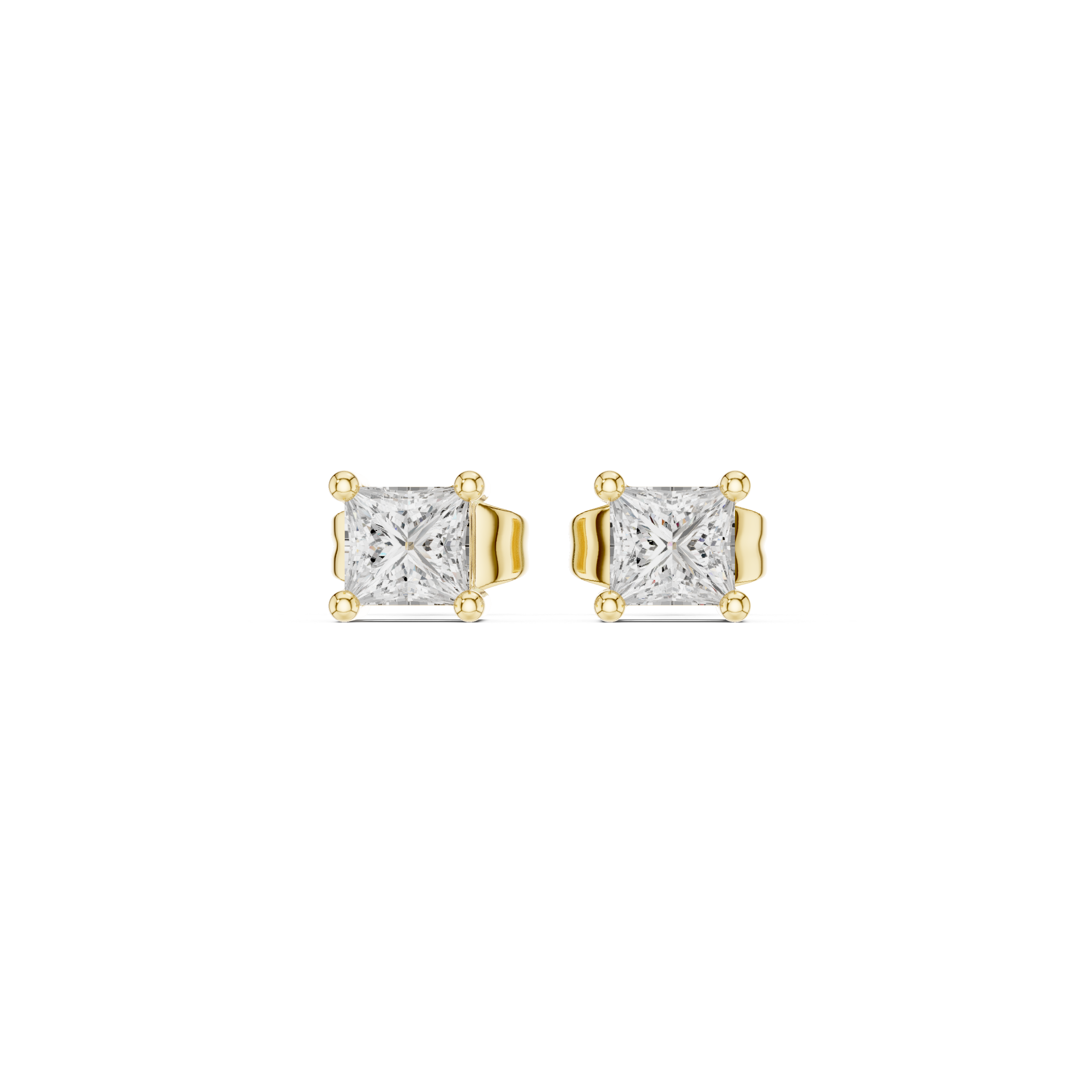 Minimal Princess Cut Solitaire Stud Earrings – Timeless Classic Design
