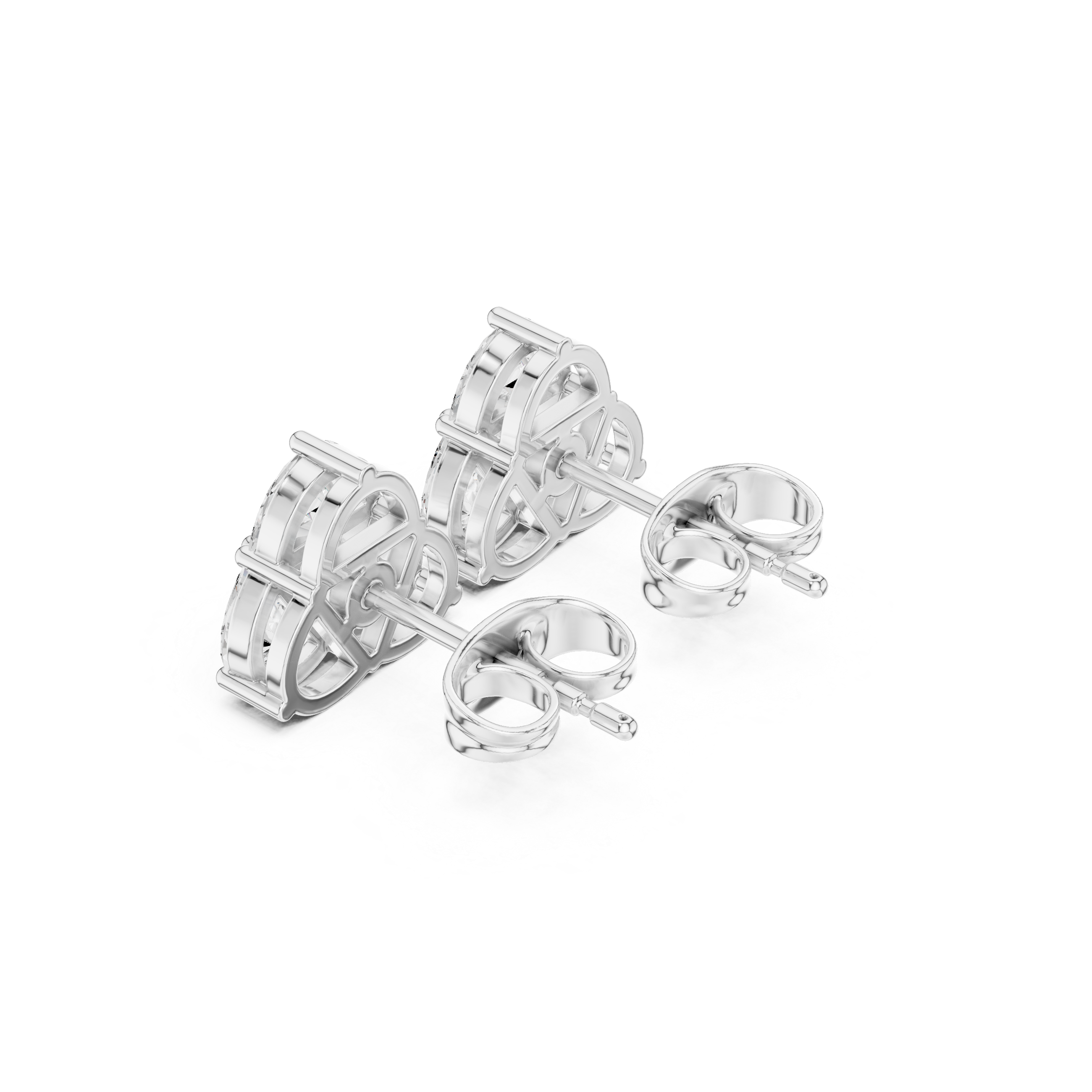 Trillion Cluster Diamond Stud Earrings – Modern Geometric Trio Design