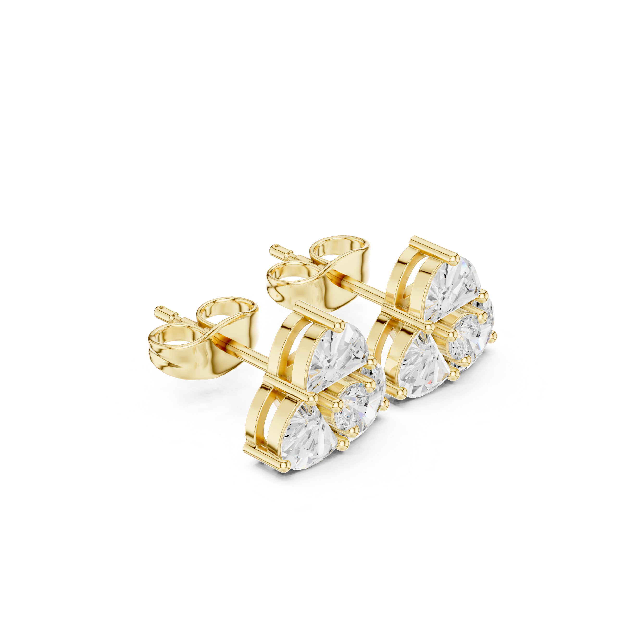 Trillion Cluster Diamond Stud Earrings – Modern Geometric Trio Design