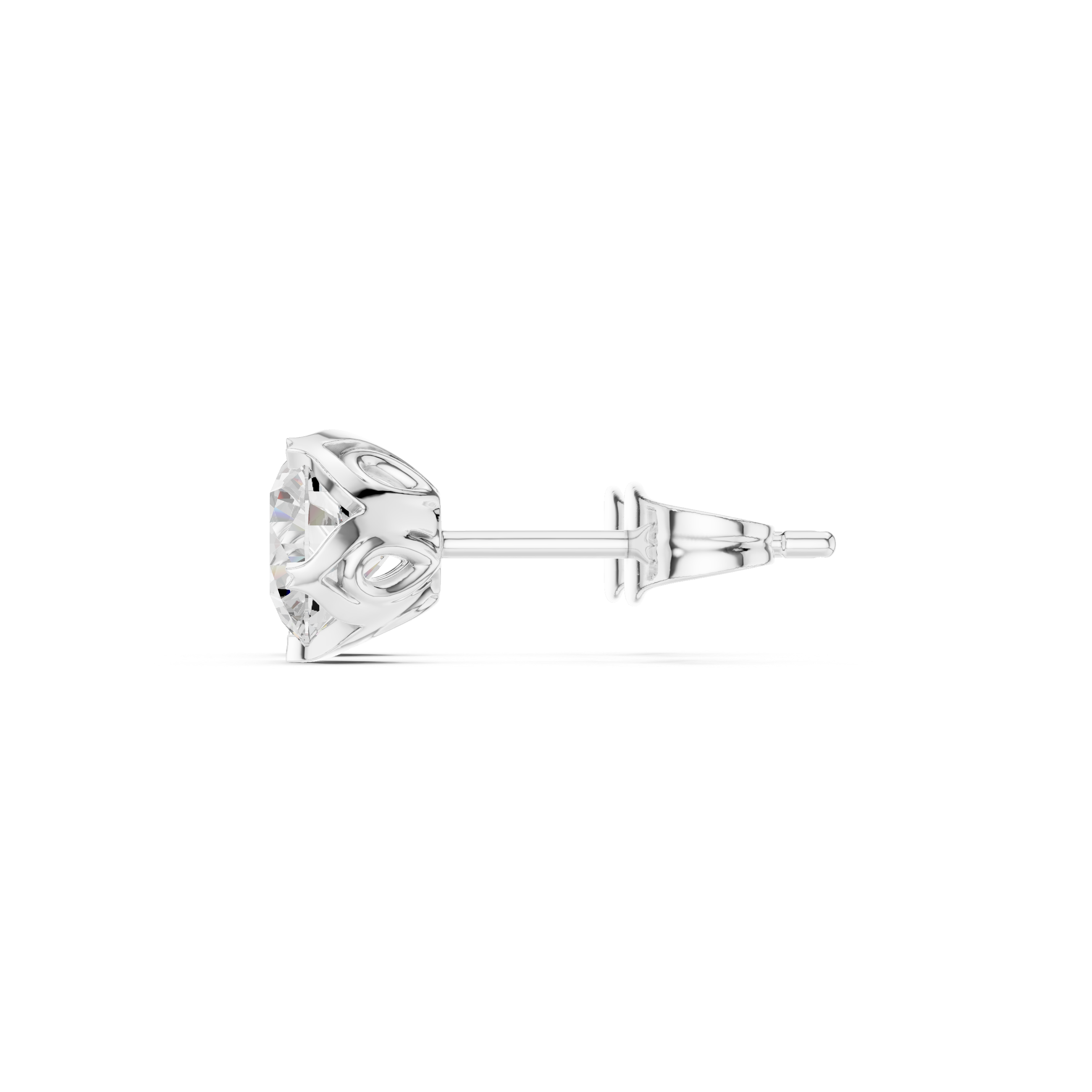 Classic Round Diamond Stud Earrings – 4 Prong Floral Setting