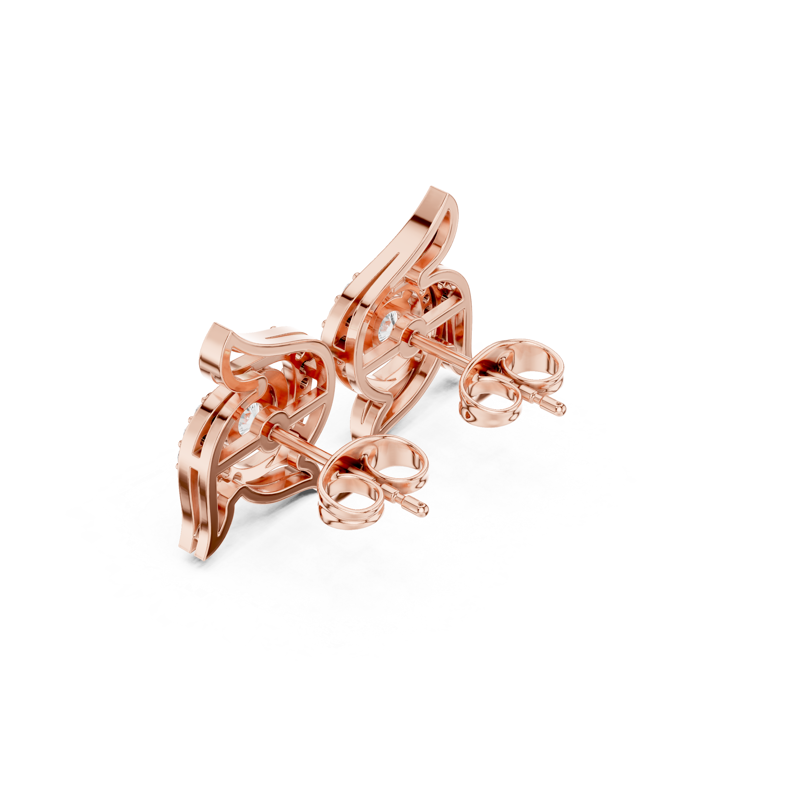 Abstract Swirl Diamond Earrings – Modern Fluid Design