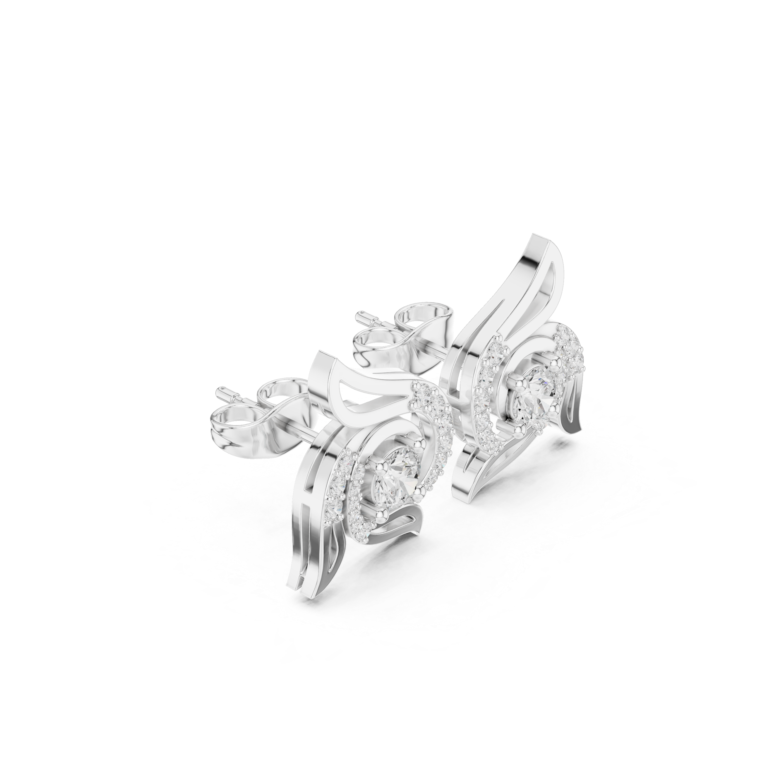 Abstract Swirl Diamond Earrings – Modern Fluid Design