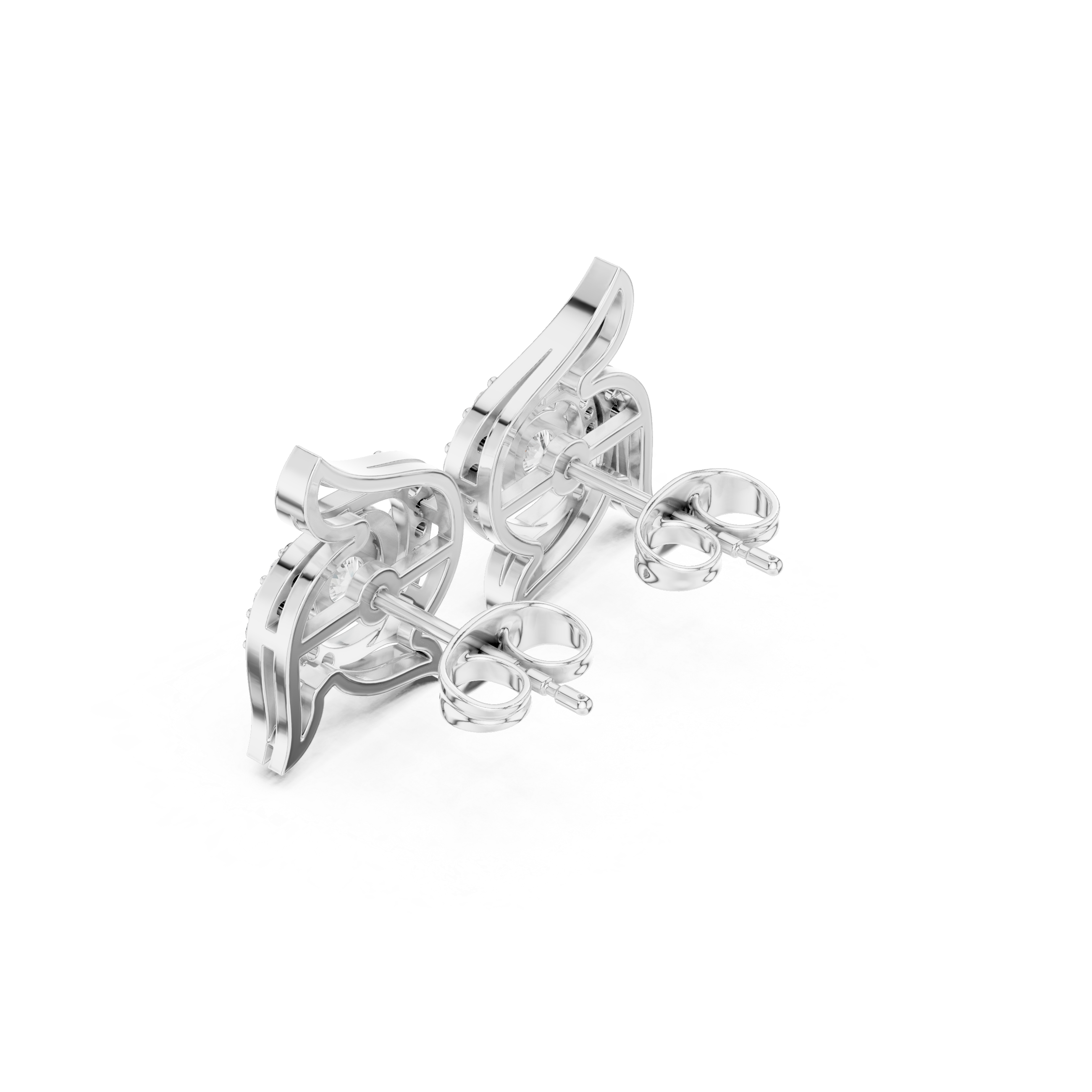 Abstract Swirl Diamond Earrings – Modern Fluid Design