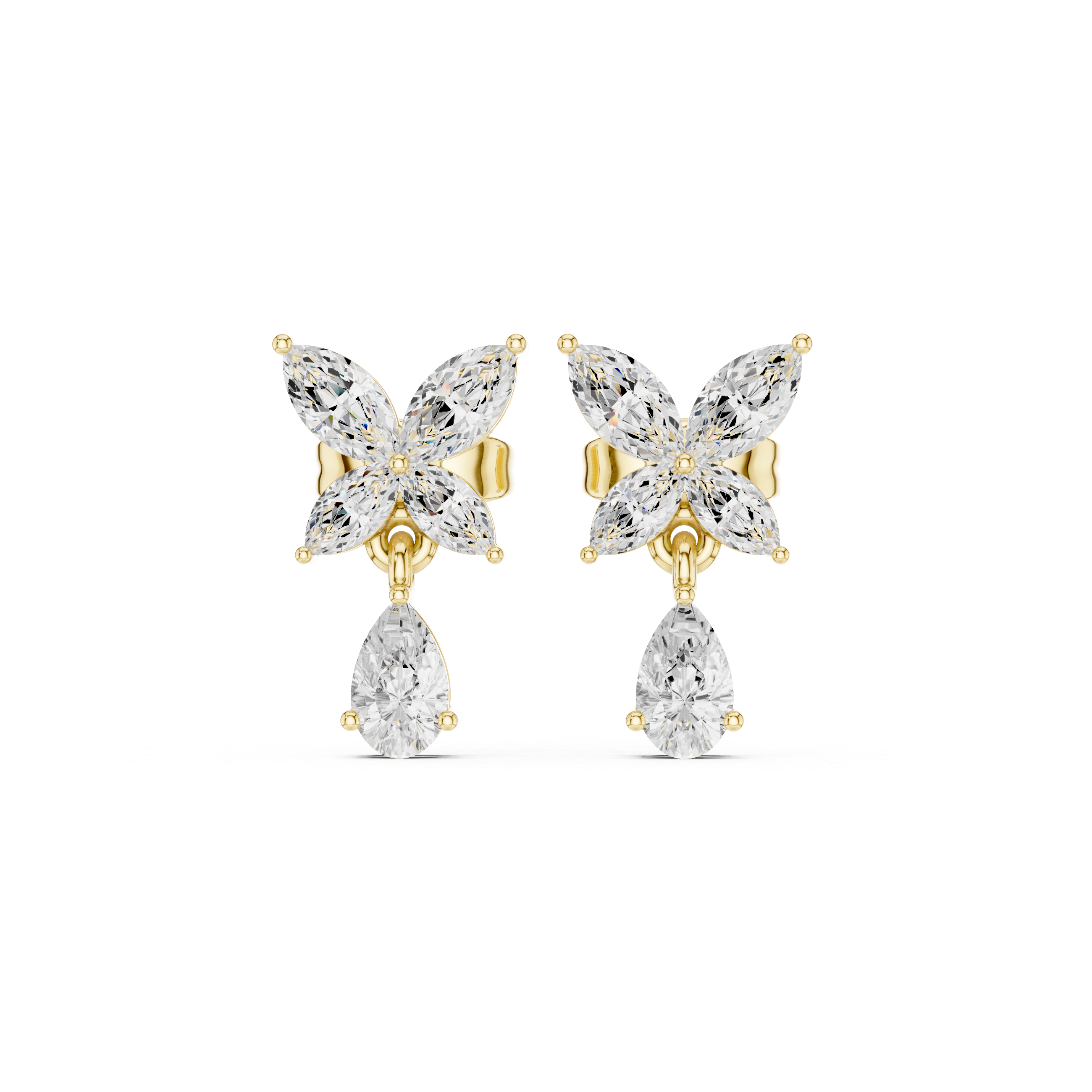 Marquise & Pear Cut Drop Earrings – Floral Inspired Elegant Design
