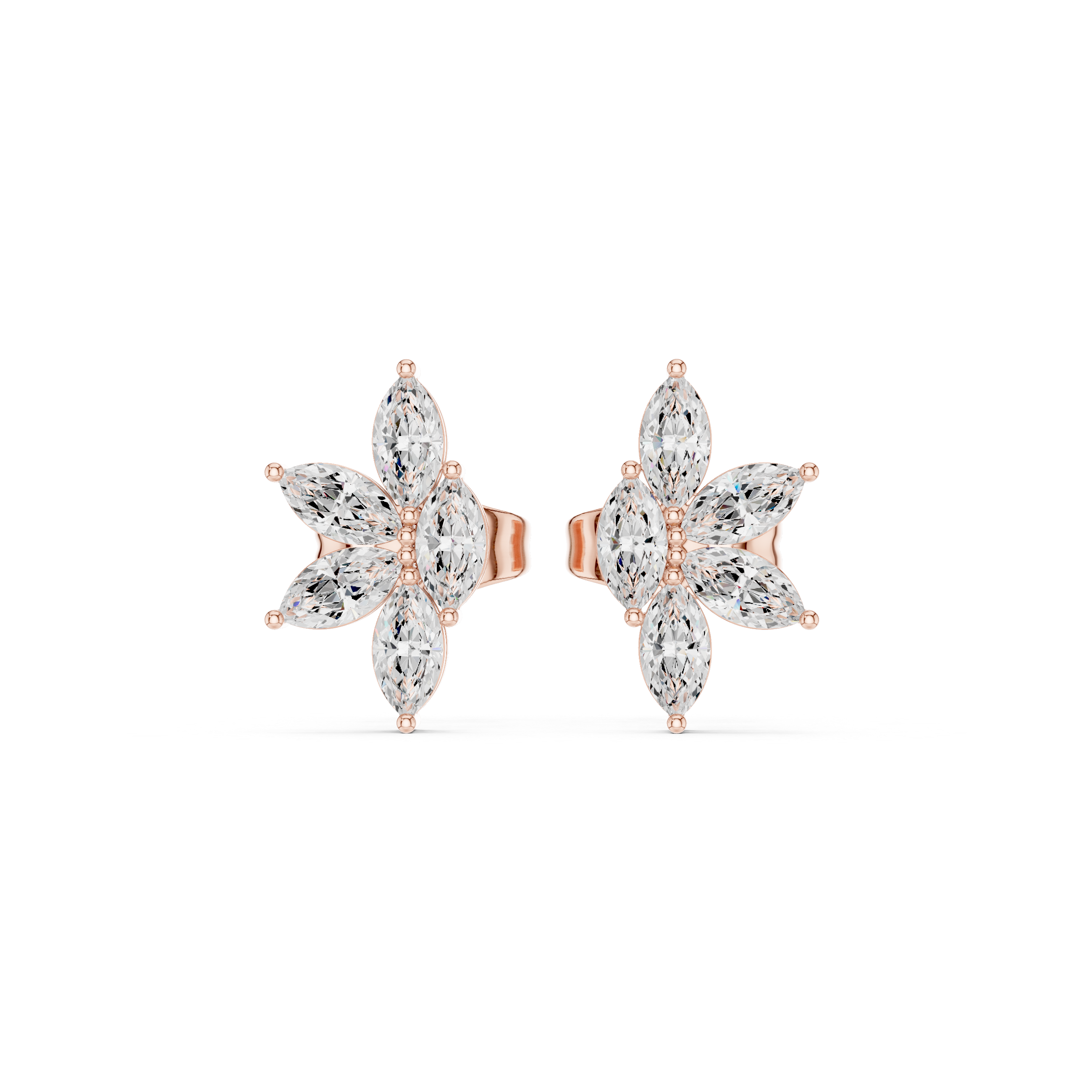 Marquise Cut Floral Cluster Earrings – Elegant Sparkling Bloom