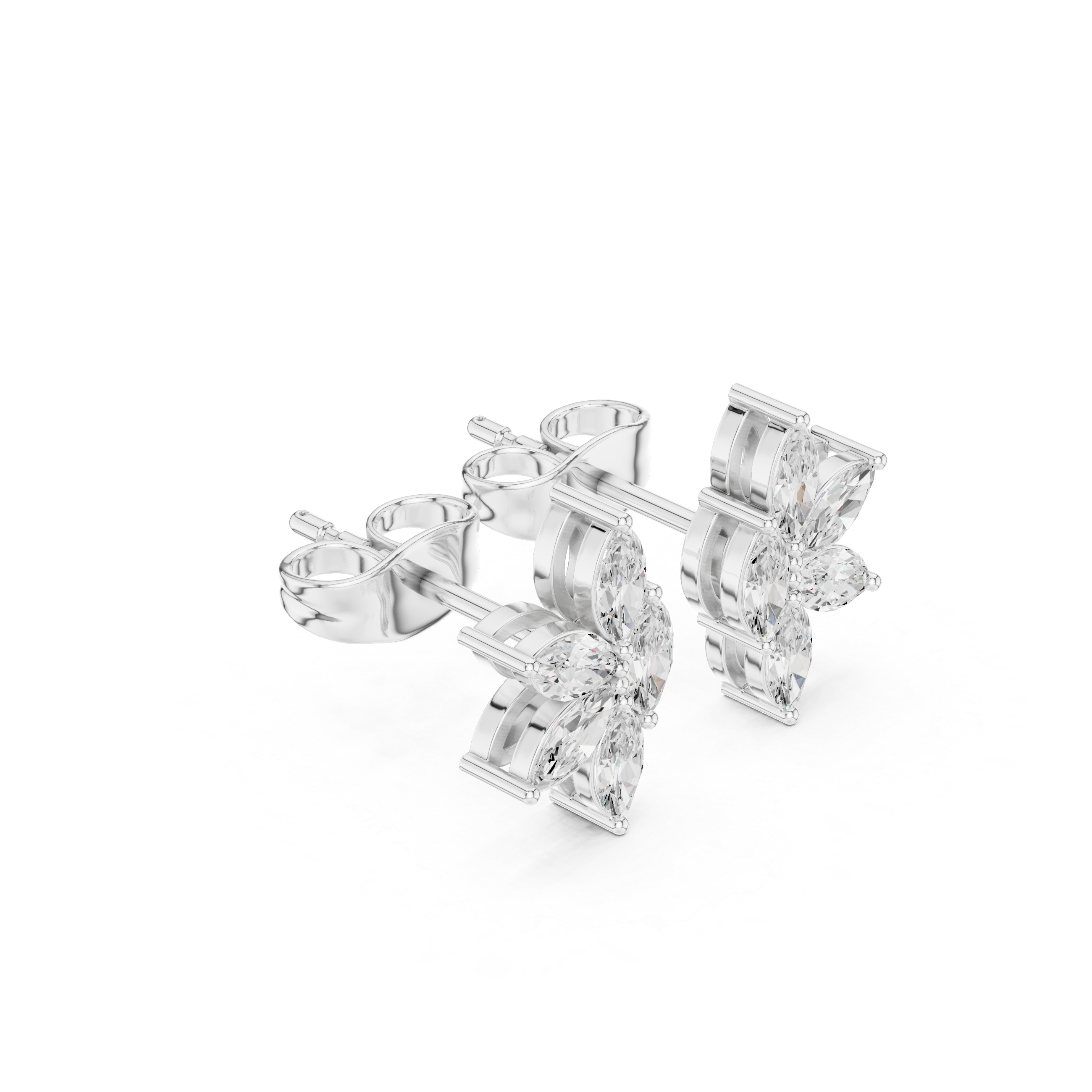 Marquise Cut Floral Cluster Earrings – Elegant Sparkling Bloom