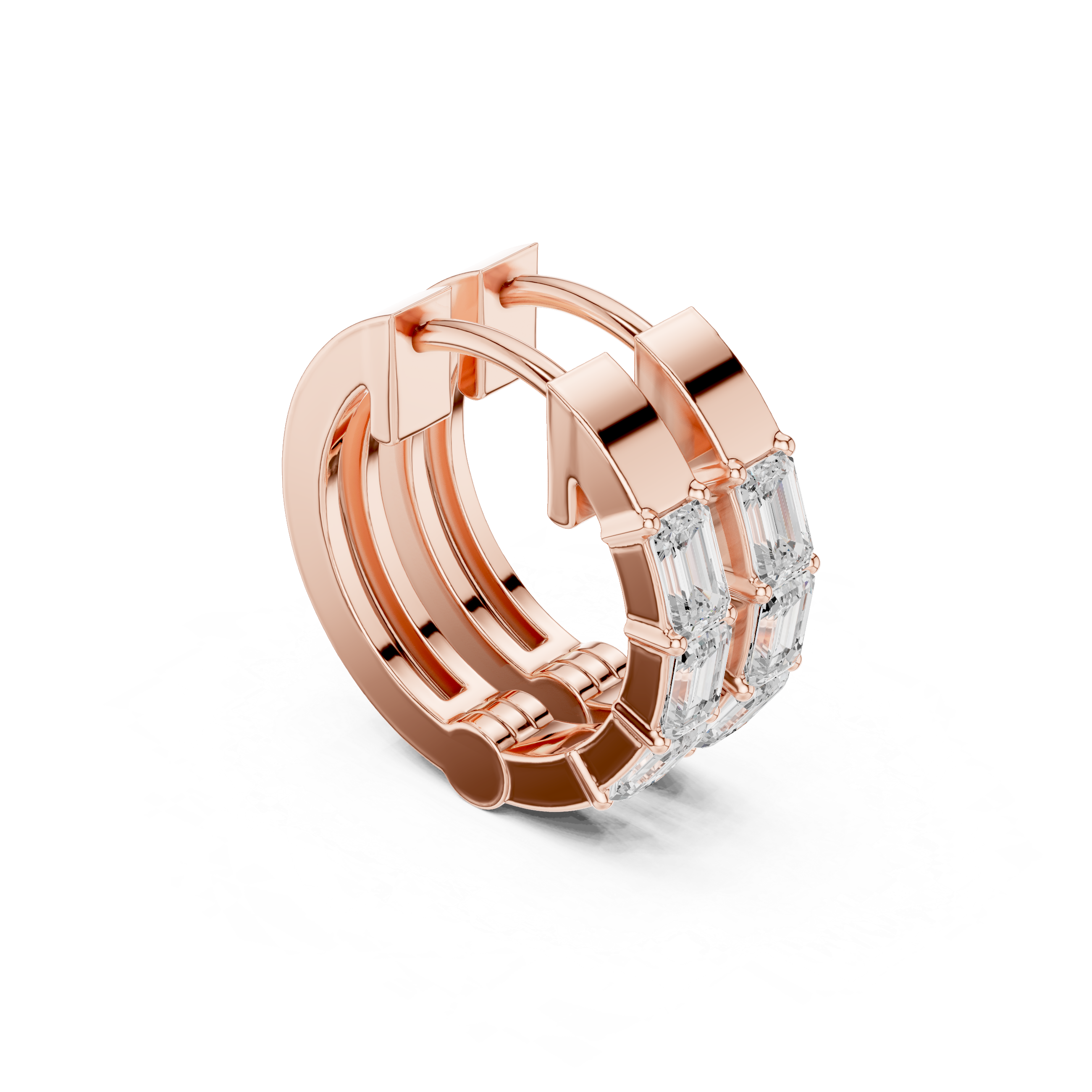 Emerald Cut Multi-Stone Hoop Earrings – Modern Linear Elegance