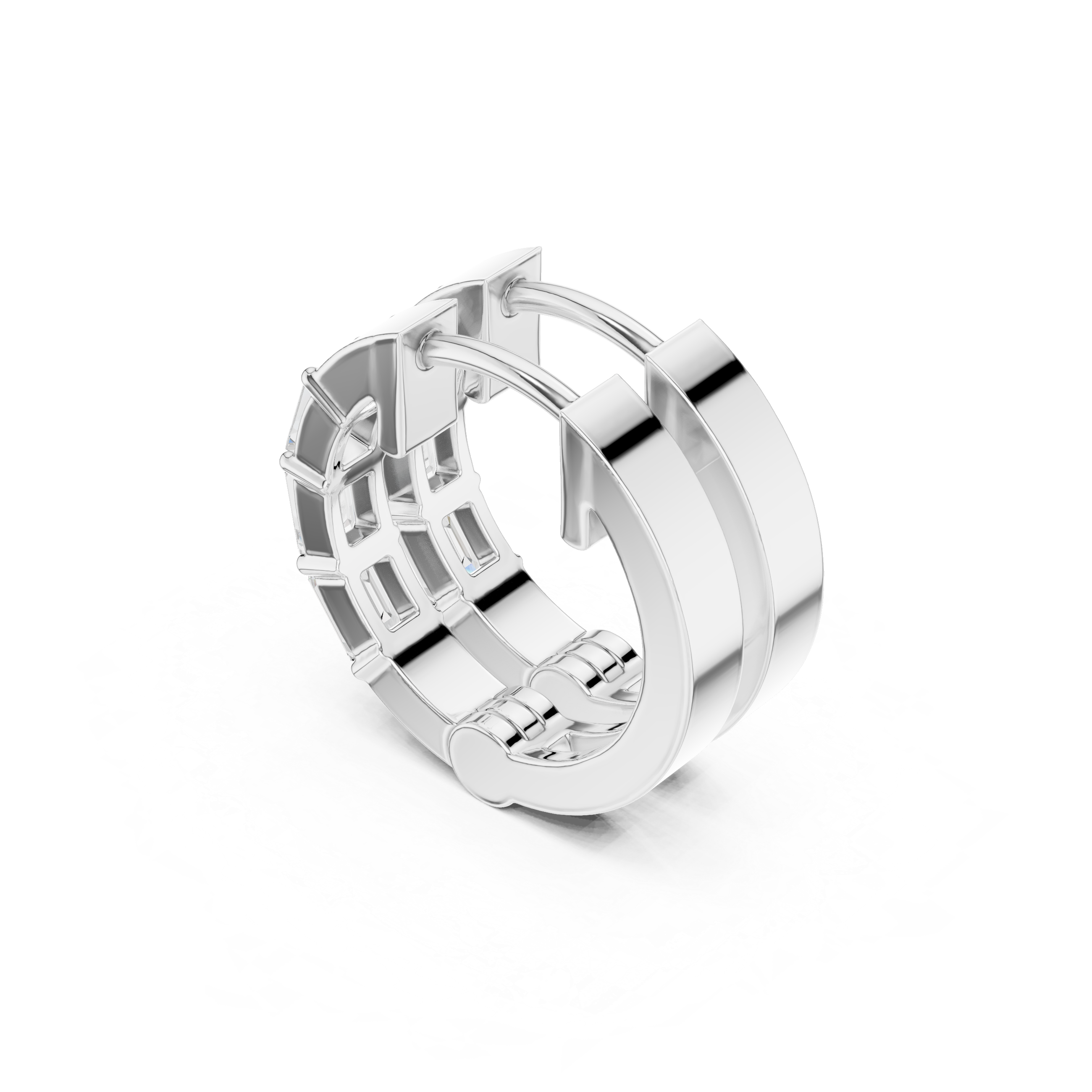 Emerald Cut Multi-Stone Hoop Earrings – Modern Linear Elegance