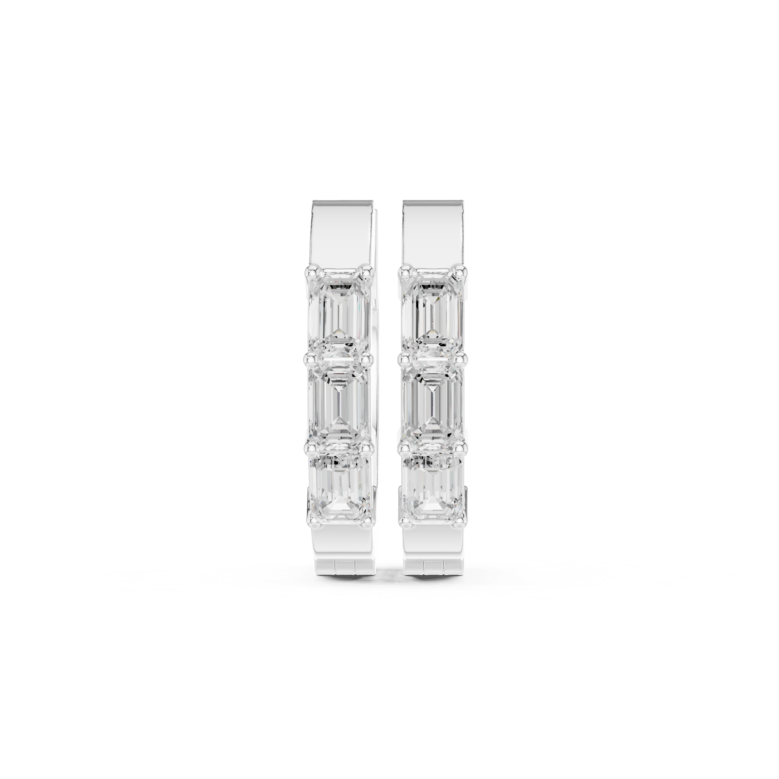 Emerald Cut Multi-Stone Hoop Earrings – Modern Linear Elegance