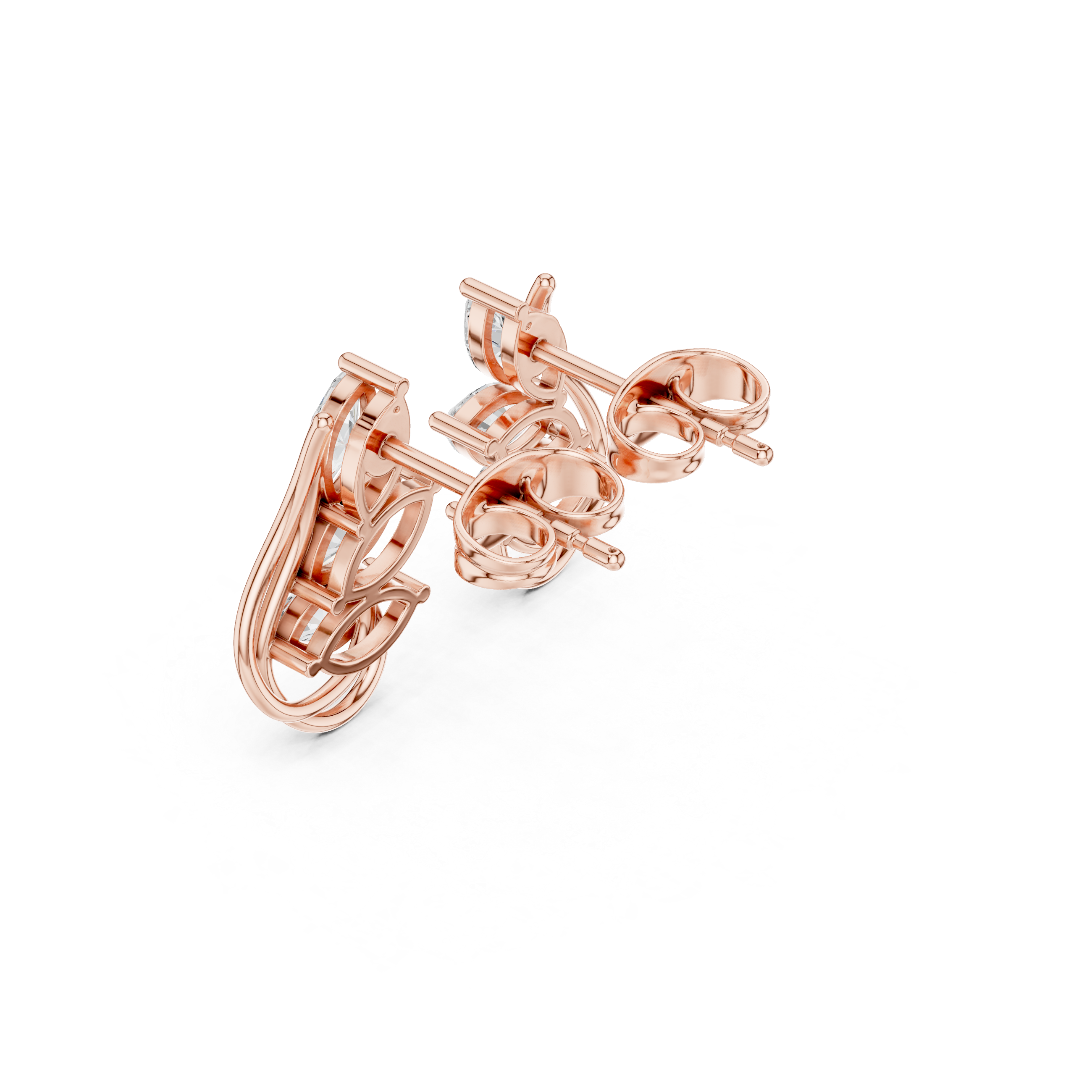 Marquise Cut Multi-Stone Stud Earrings – Elegant Flow Design
