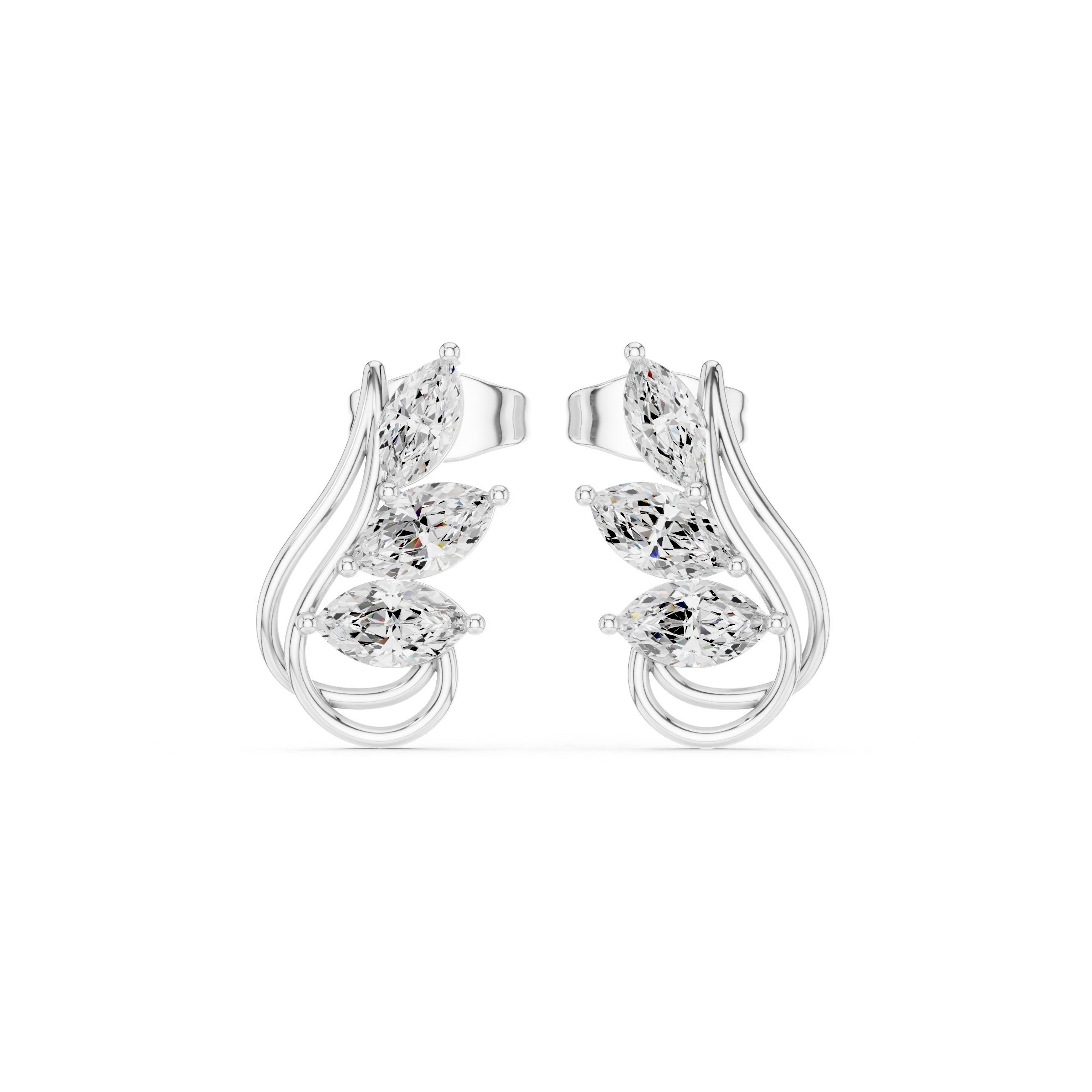 Marquise Cut Multi-Stone Stud Earrings – Elegant Flow Design