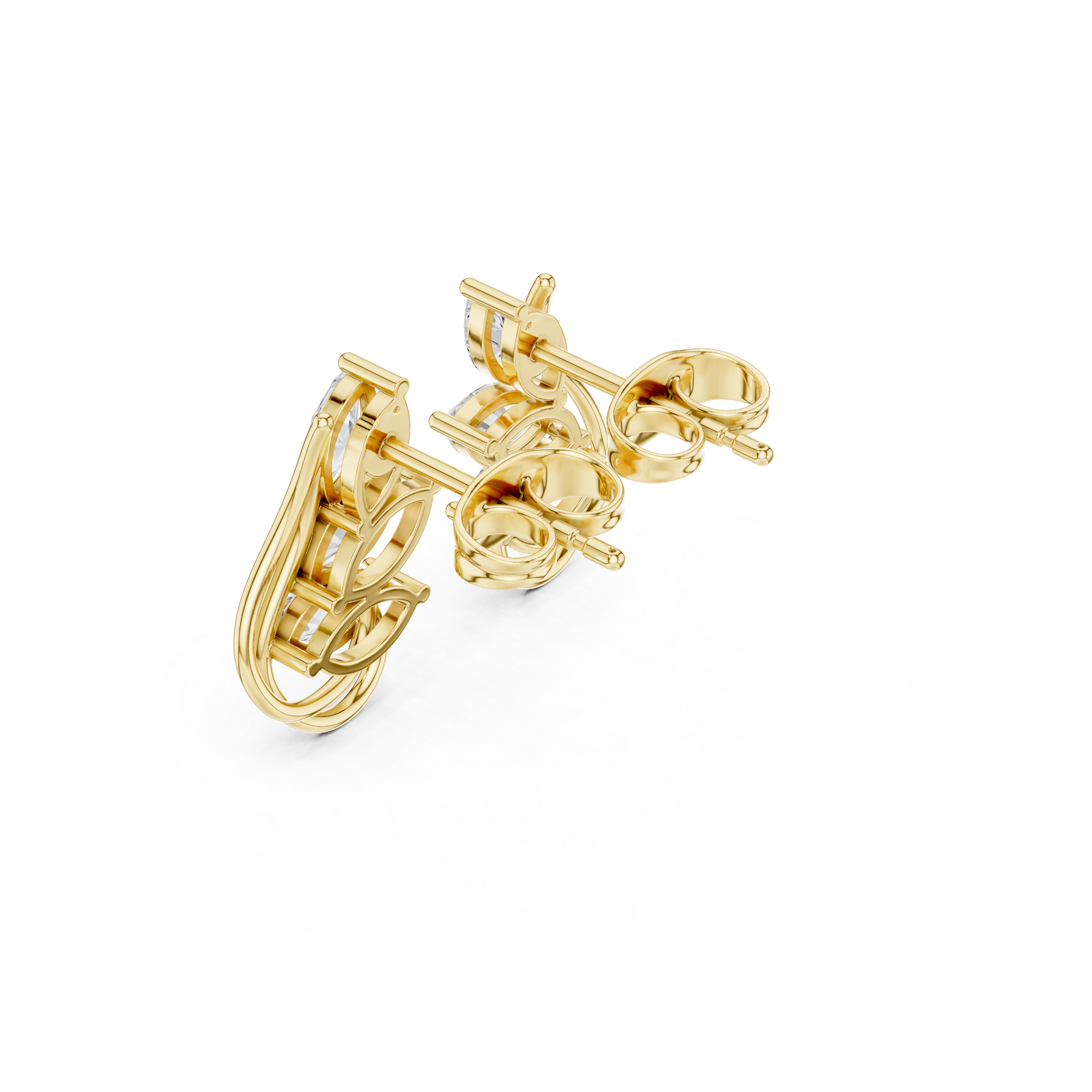 Marquise Cut Multi-Stone Stud Earrings – Elegant Flow Design