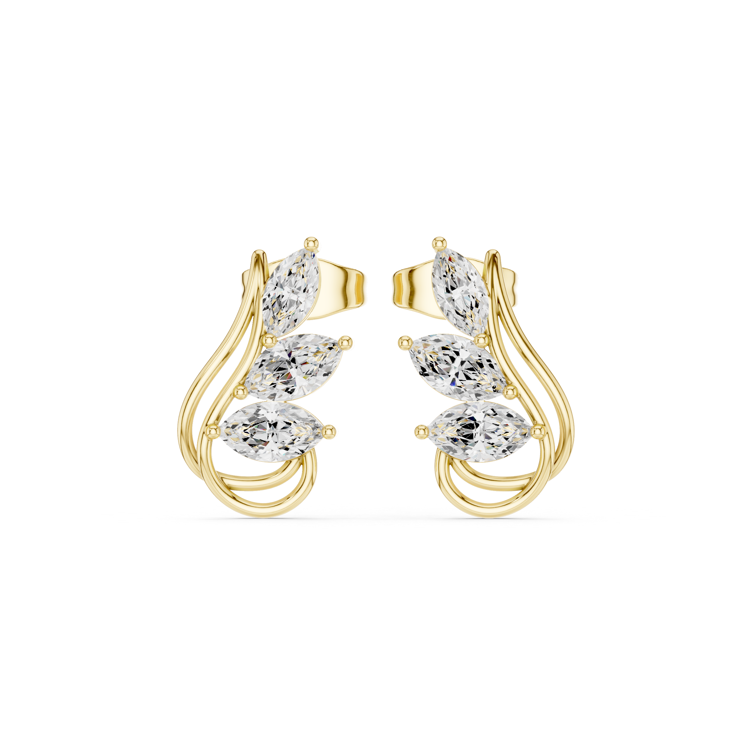 Marquise Cut Multi-Stone Stud Earrings – Elegant Flow Design