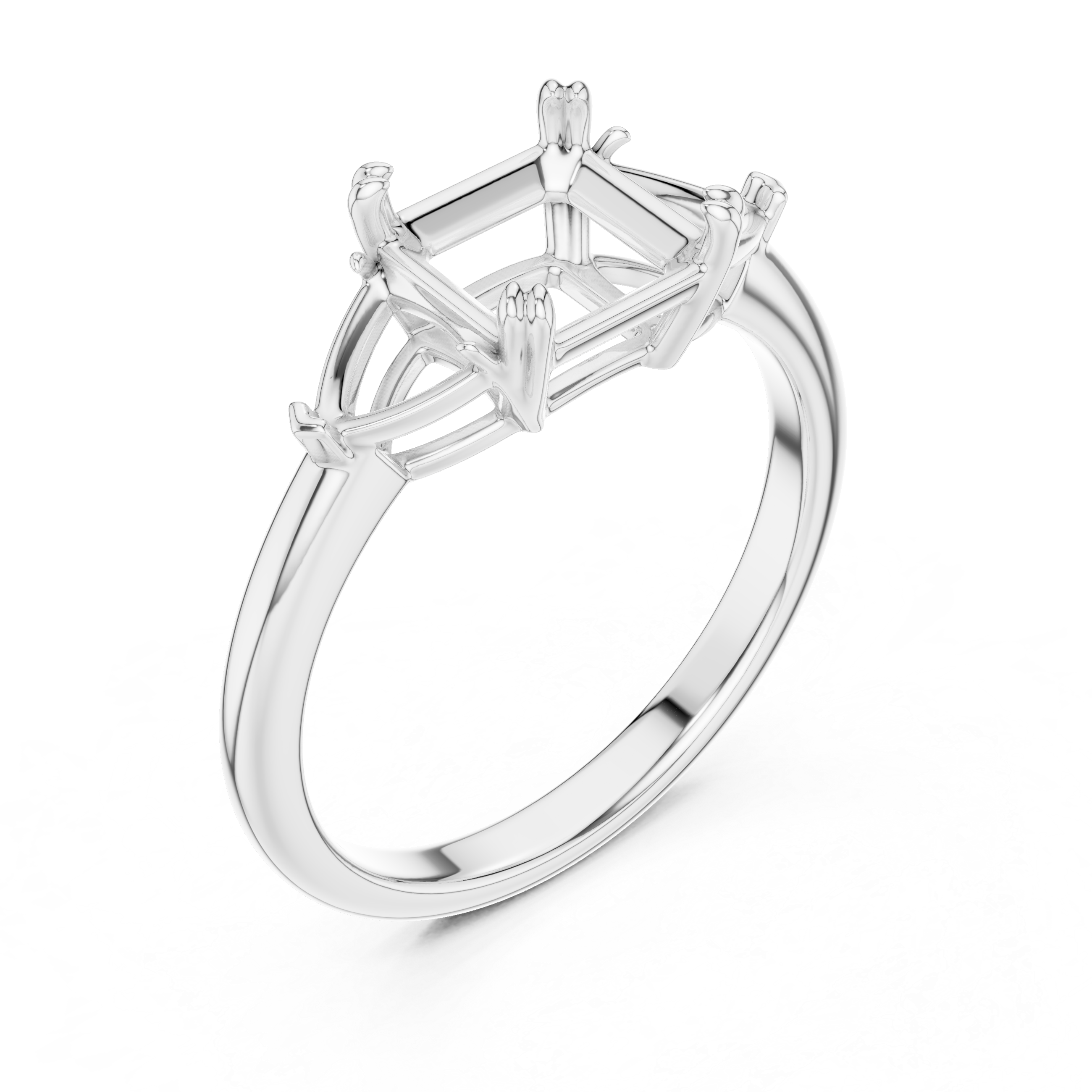 Asscher Cut Three-Stone Diamond Engagement Ring