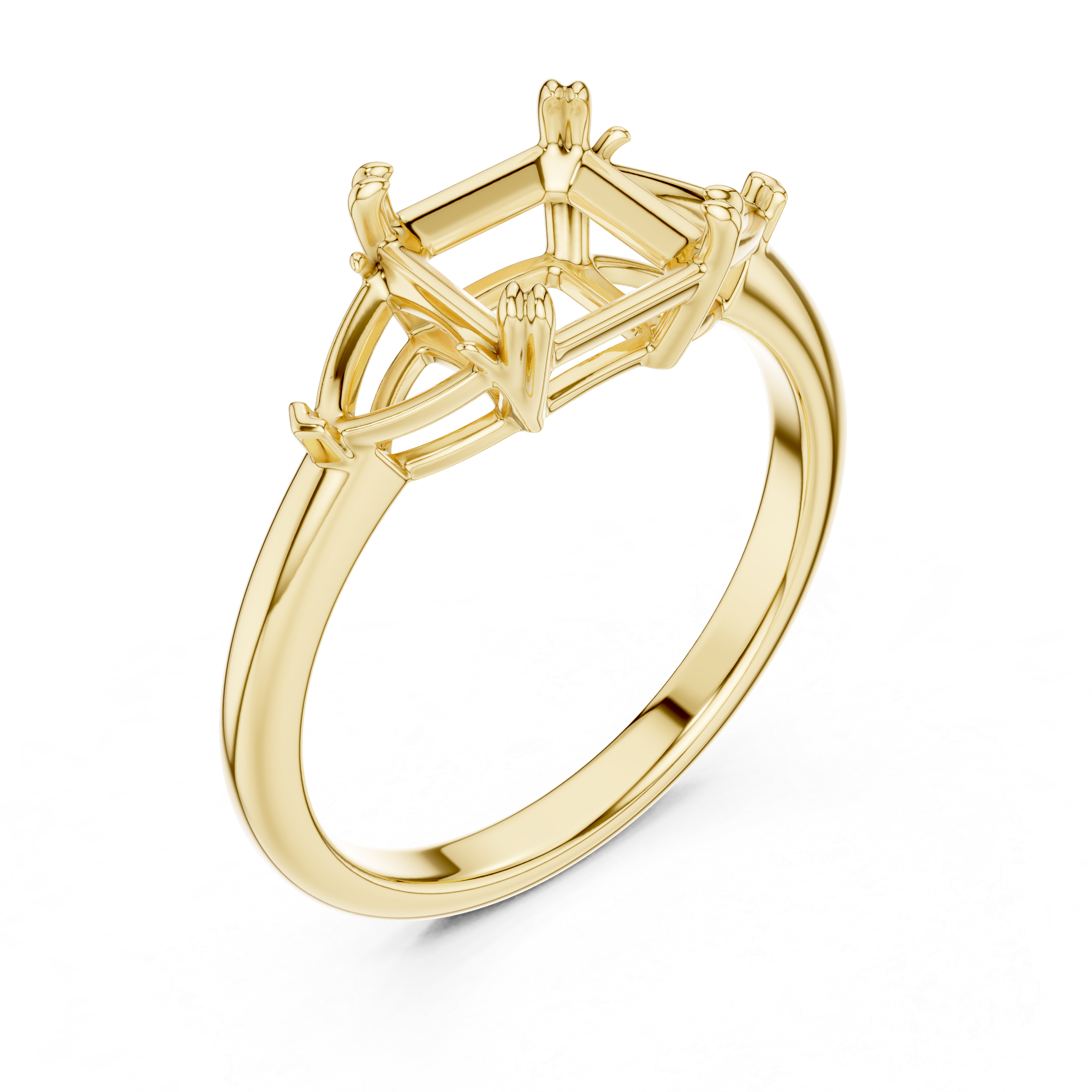 Asscher Cut Three-Stone Diamond Engagement Ring