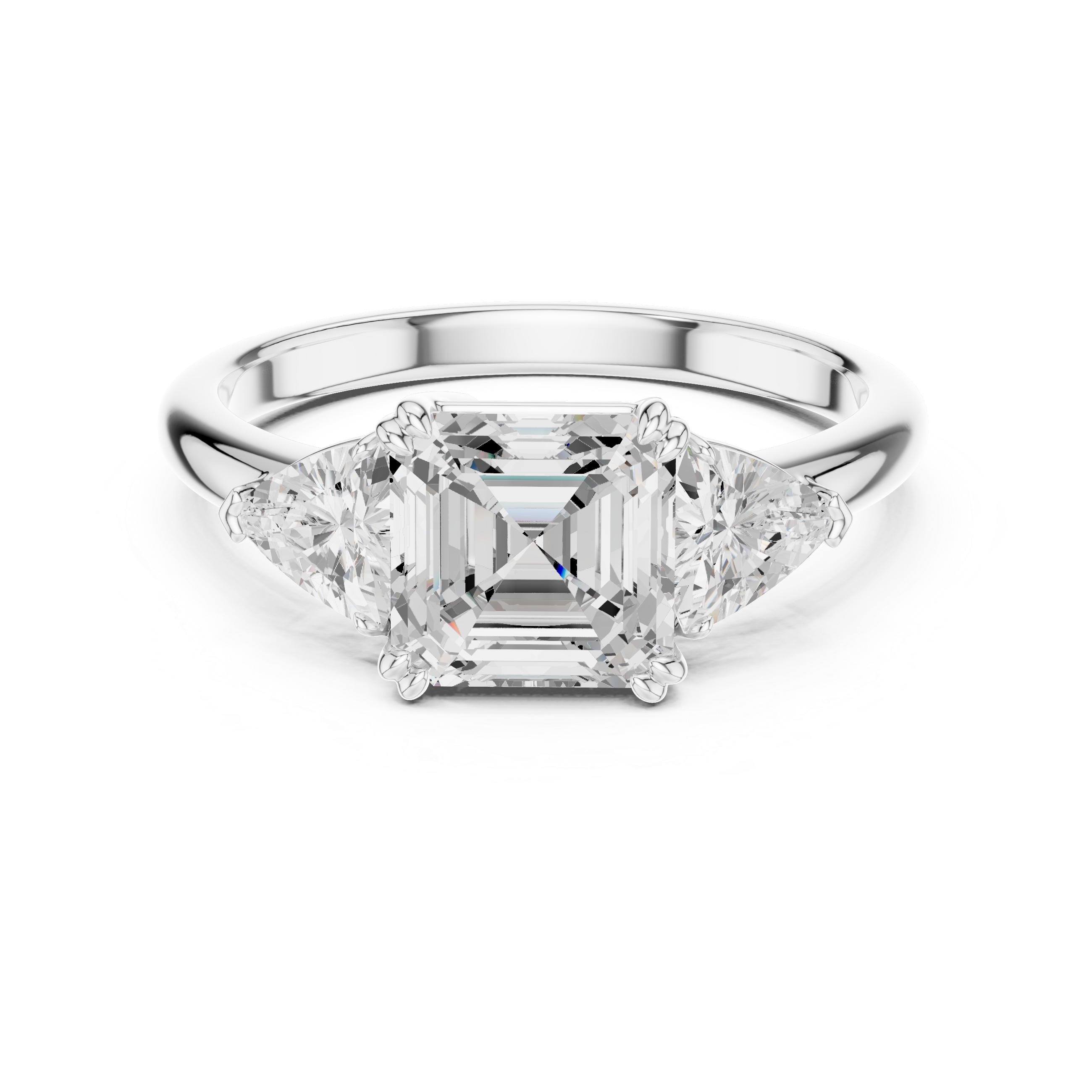 Asscher Cut Three-Stone Diamond Engagement Ring