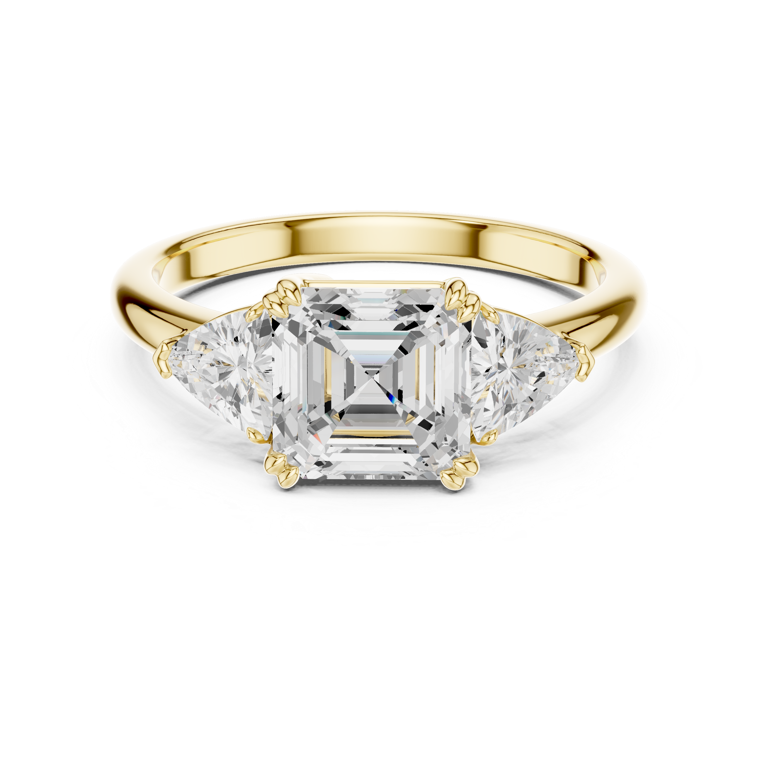 Asscher Cut Three-Stone Diamond Engagement Ring