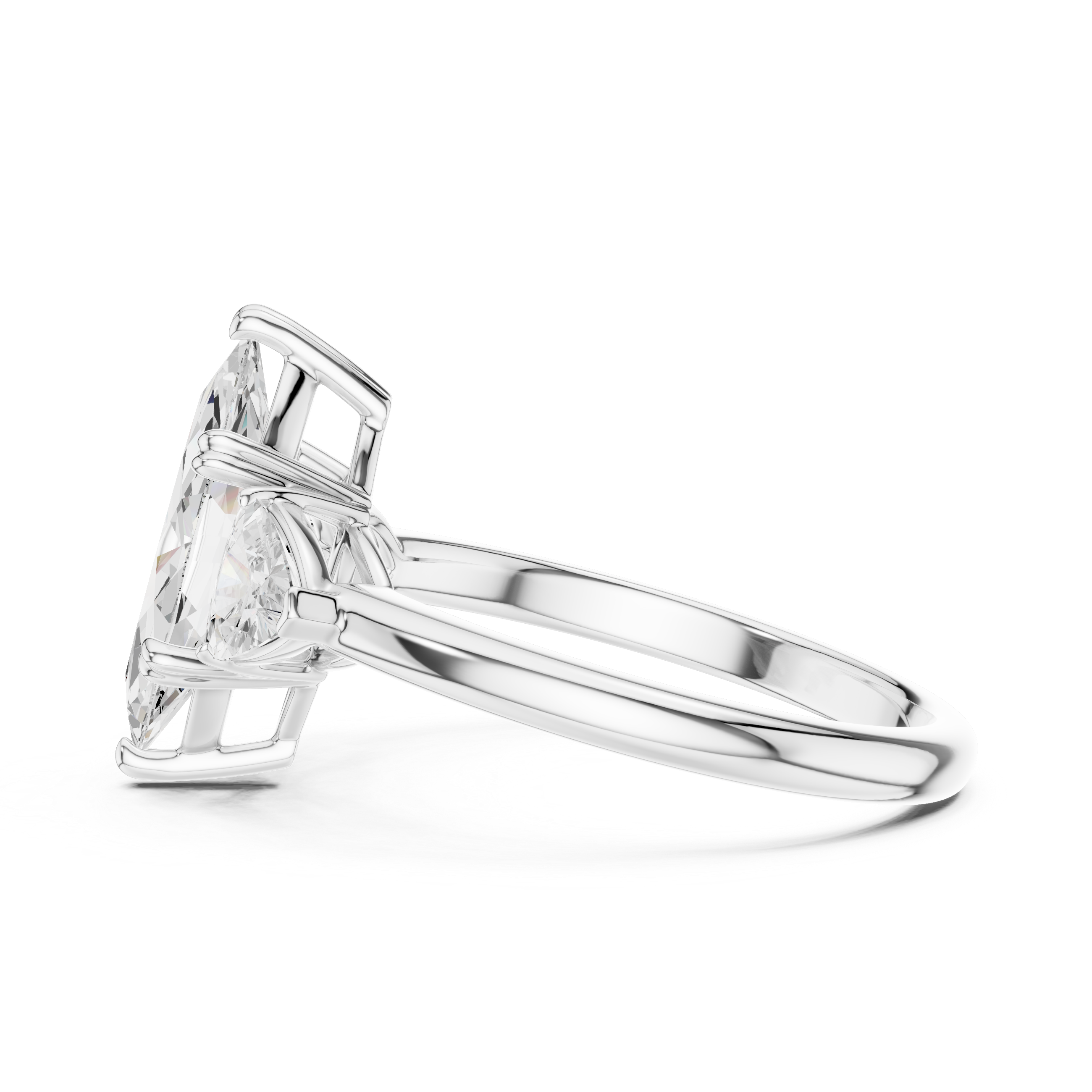 Marquise Cut Three-Stone Diamond Engagement Ring