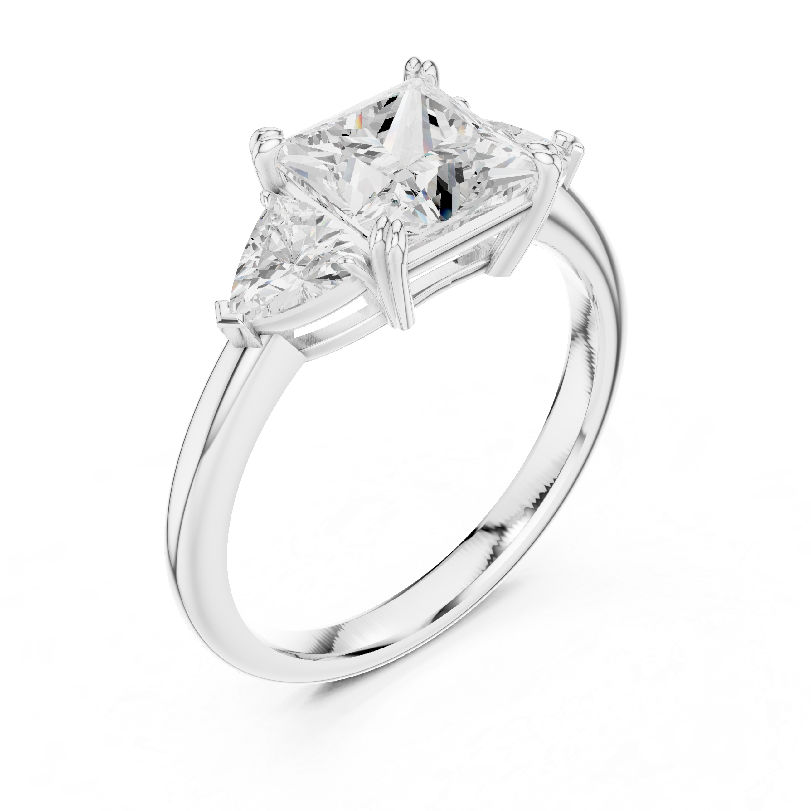 Princess Cut Three-Stone Diamond Engagement Ring