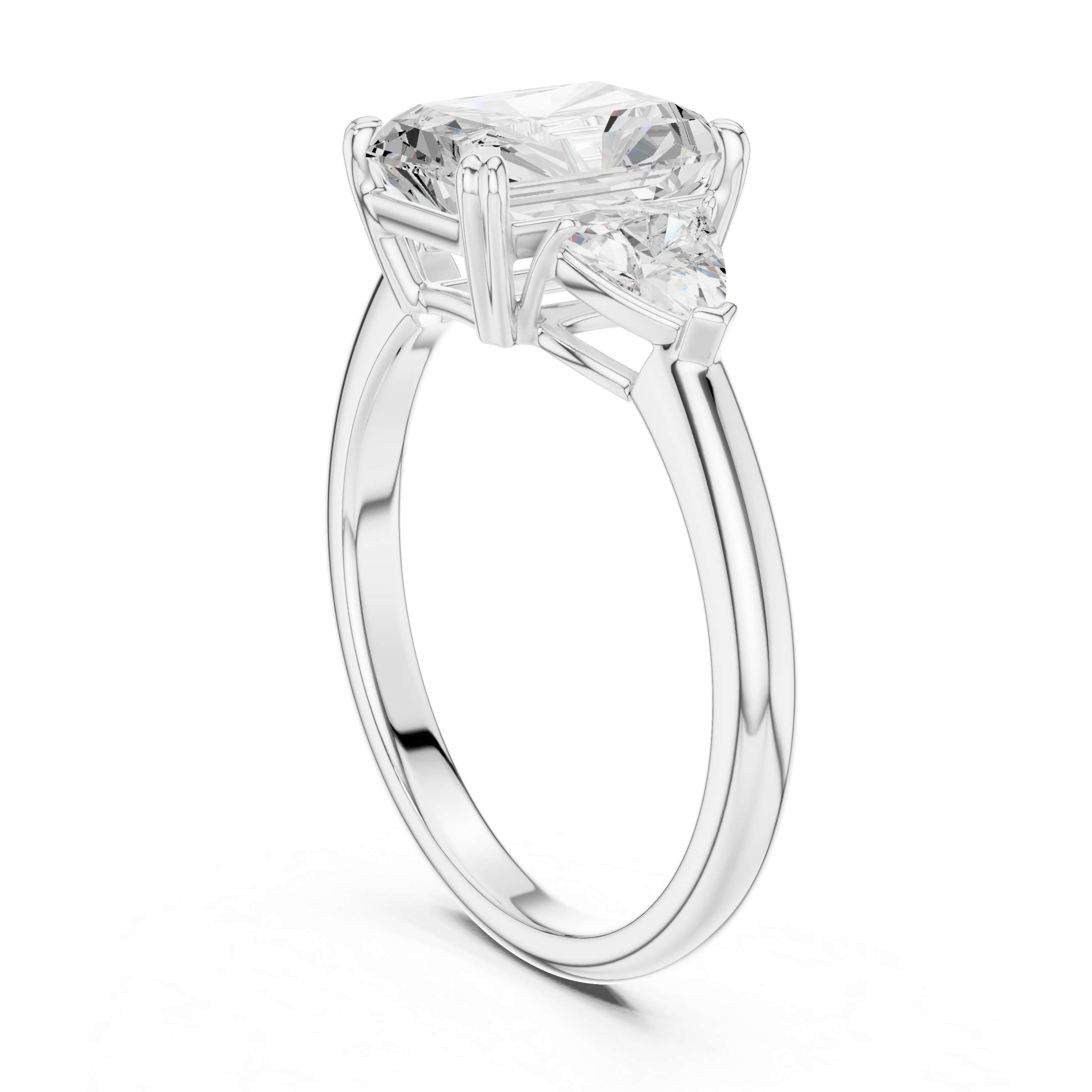 Radiant Cut Three-Stone Diamond Engagement Ring