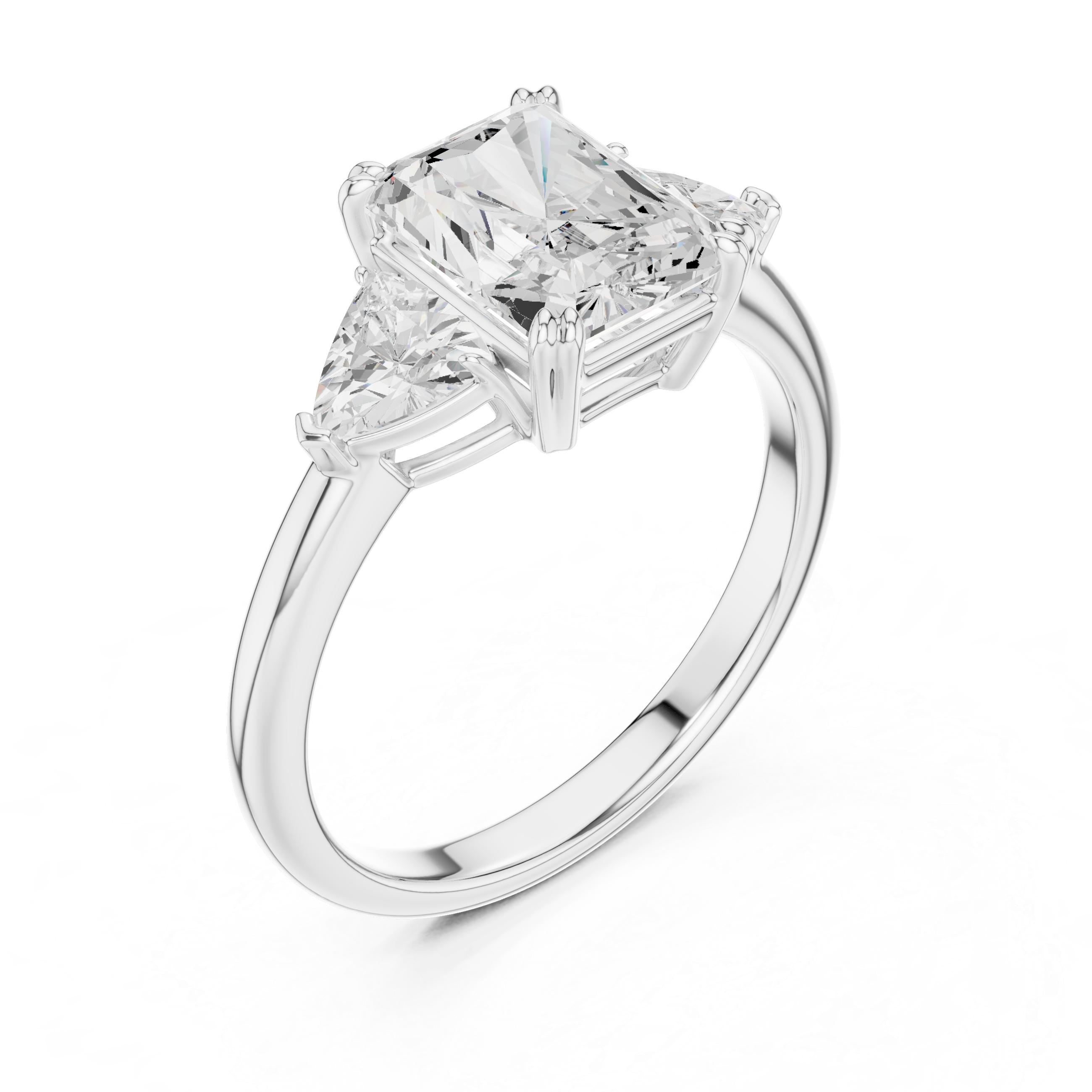 Radiant Cut Three-Stone Diamond Engagement Ring