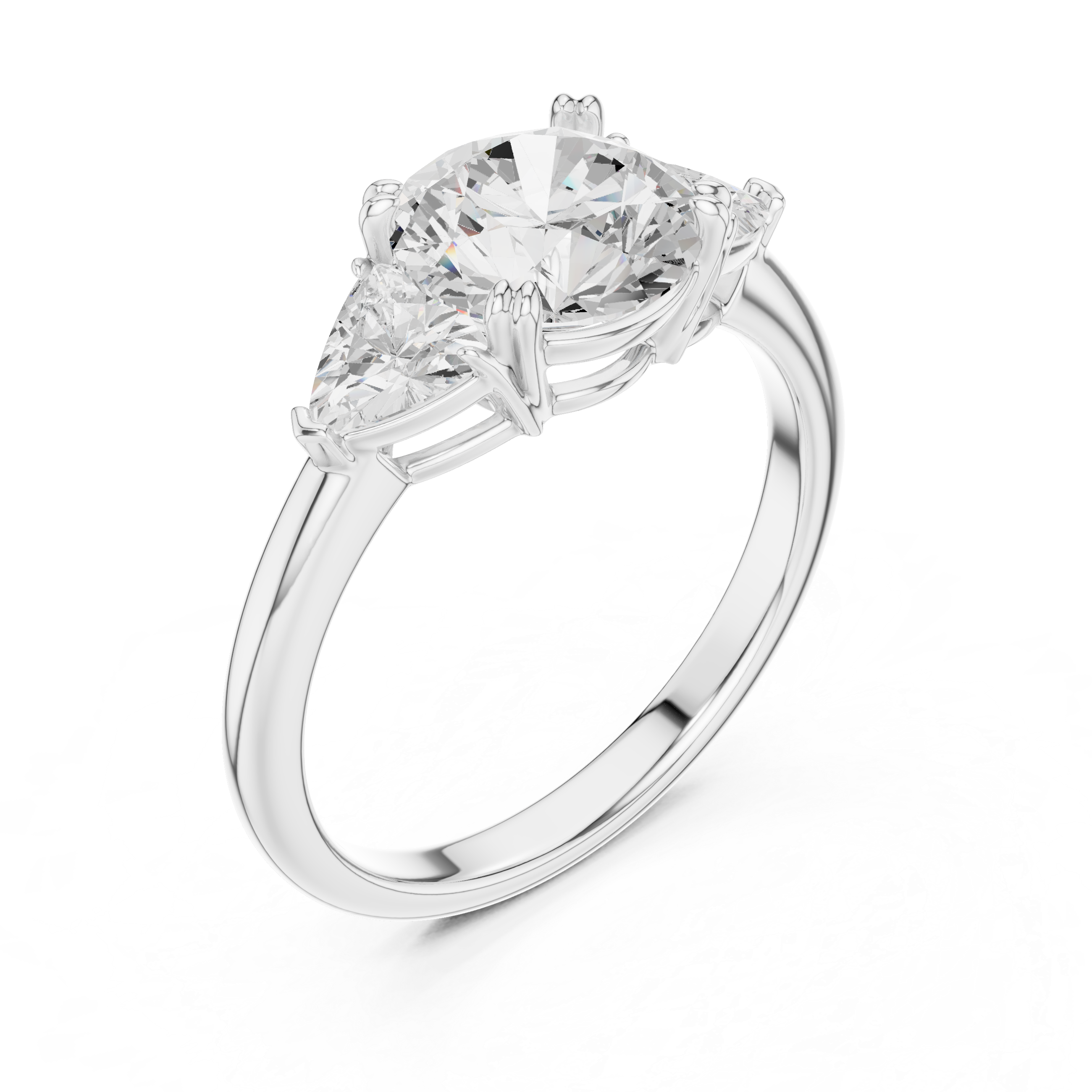 Three-Stone Round & Trillion Diamond Engagement Ring