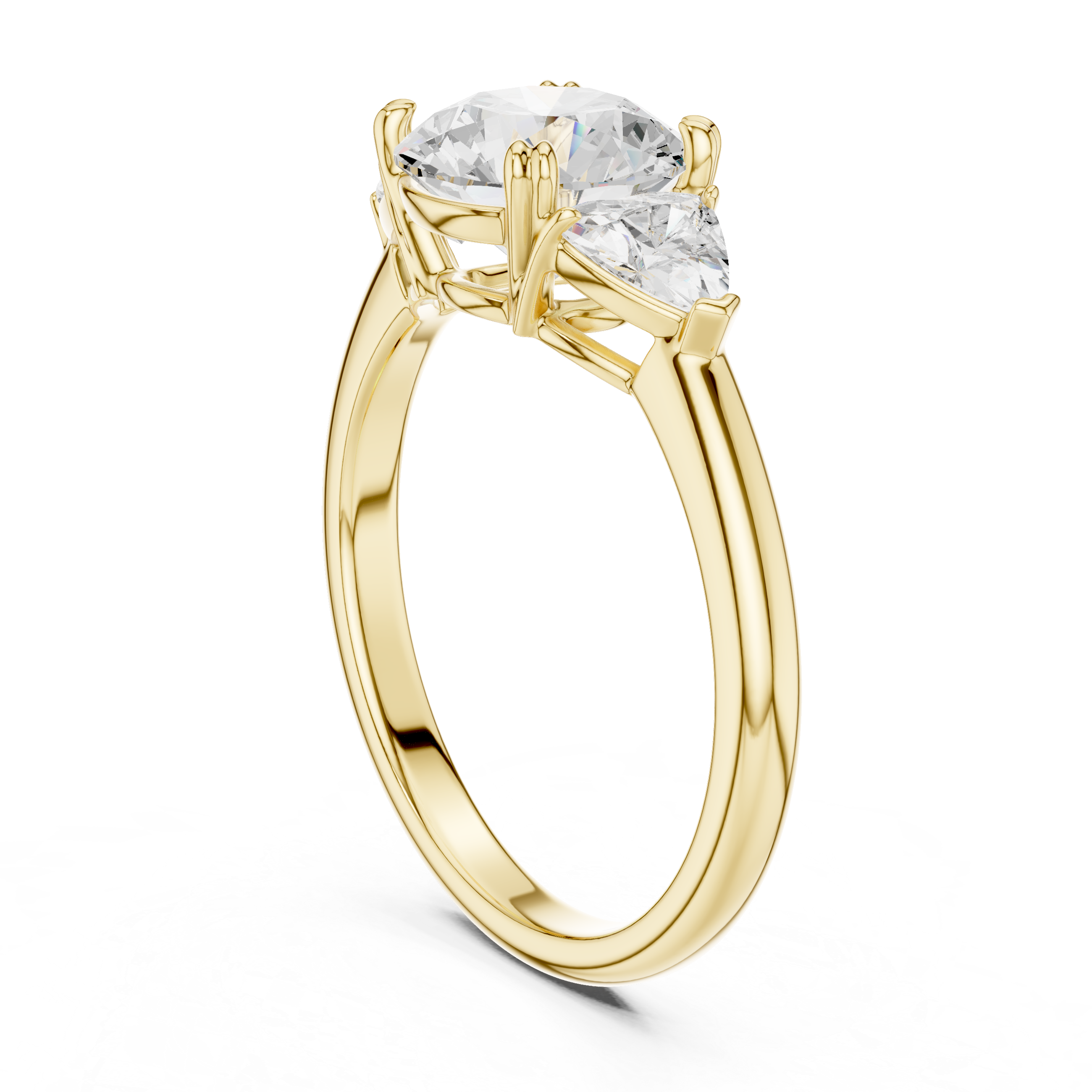 Three-Stone Round & Trillion Diamond Engagement Ring