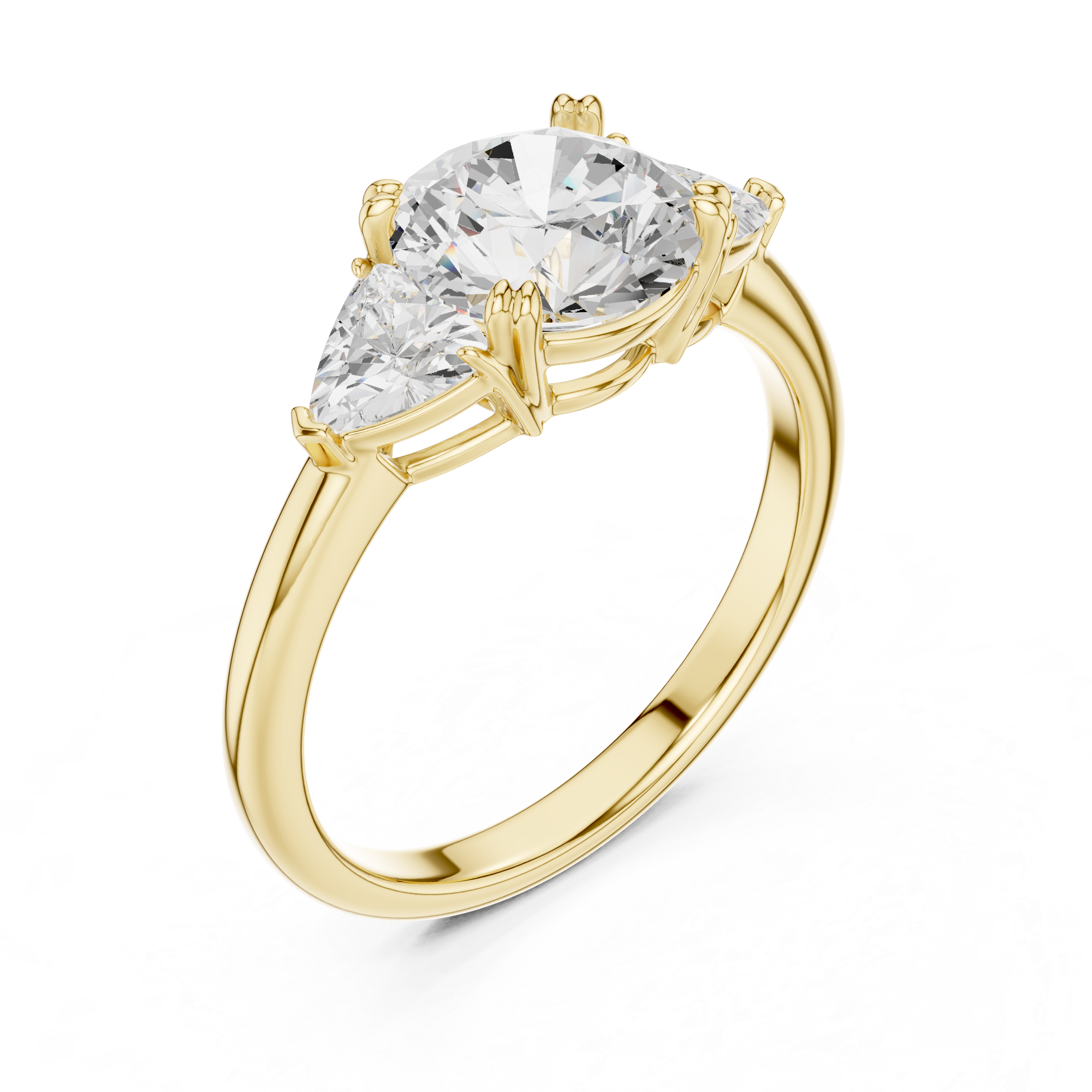 Three-Stone Round & Trillion Diamond Engagement Ring