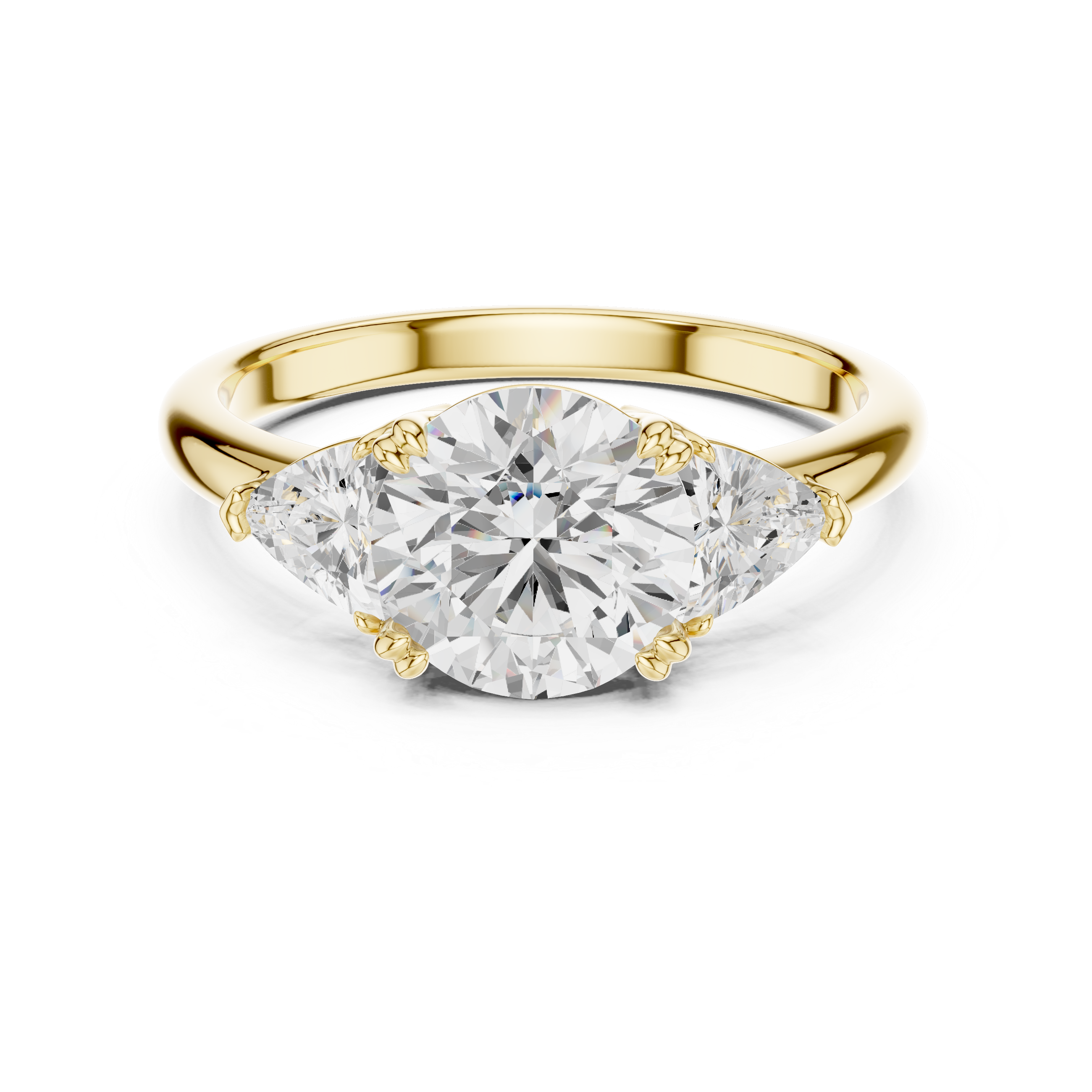 Three-Stone Round & Trillion Diamond Engagement Ring