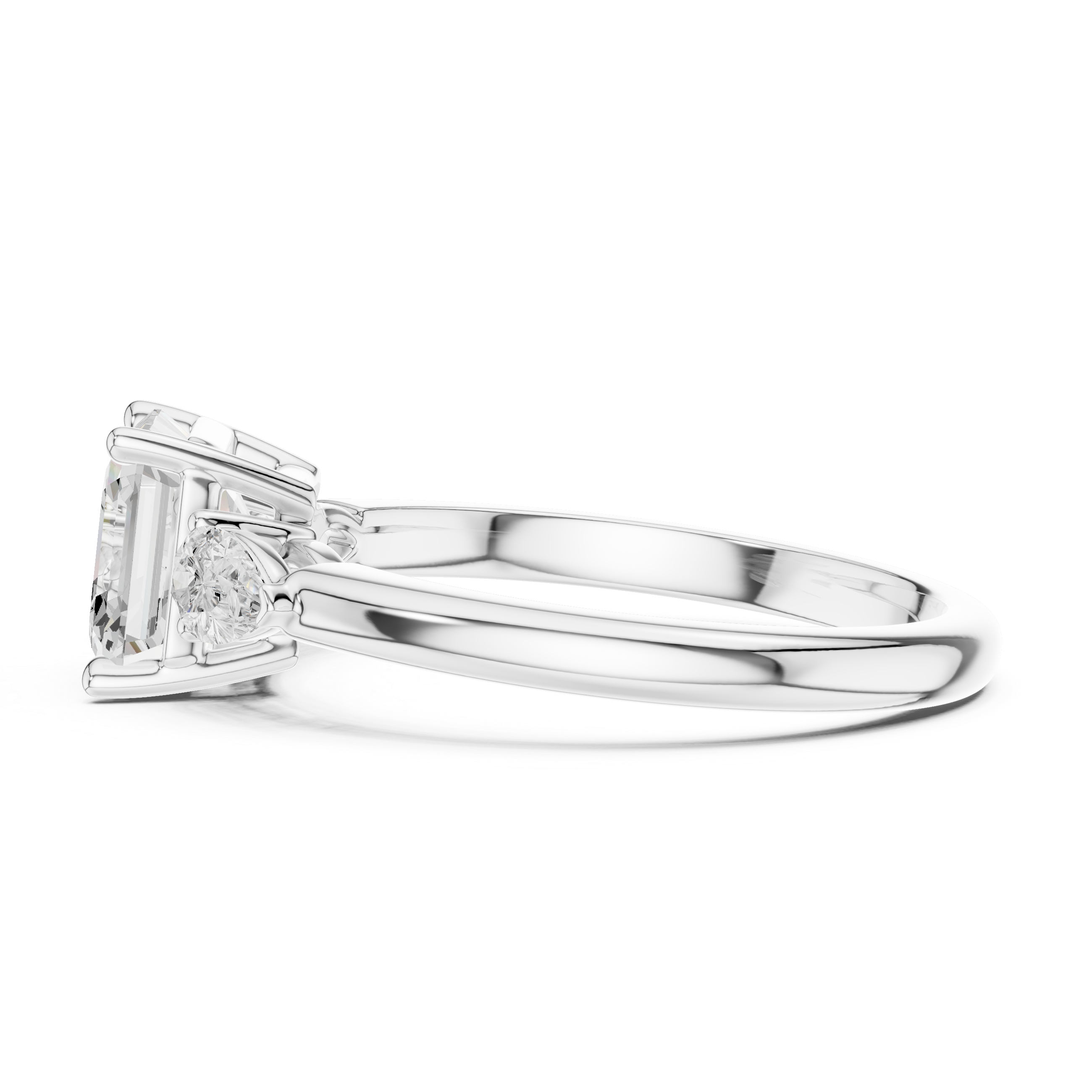 Asscher Cut Three-Stone Diamond Engagement Ring